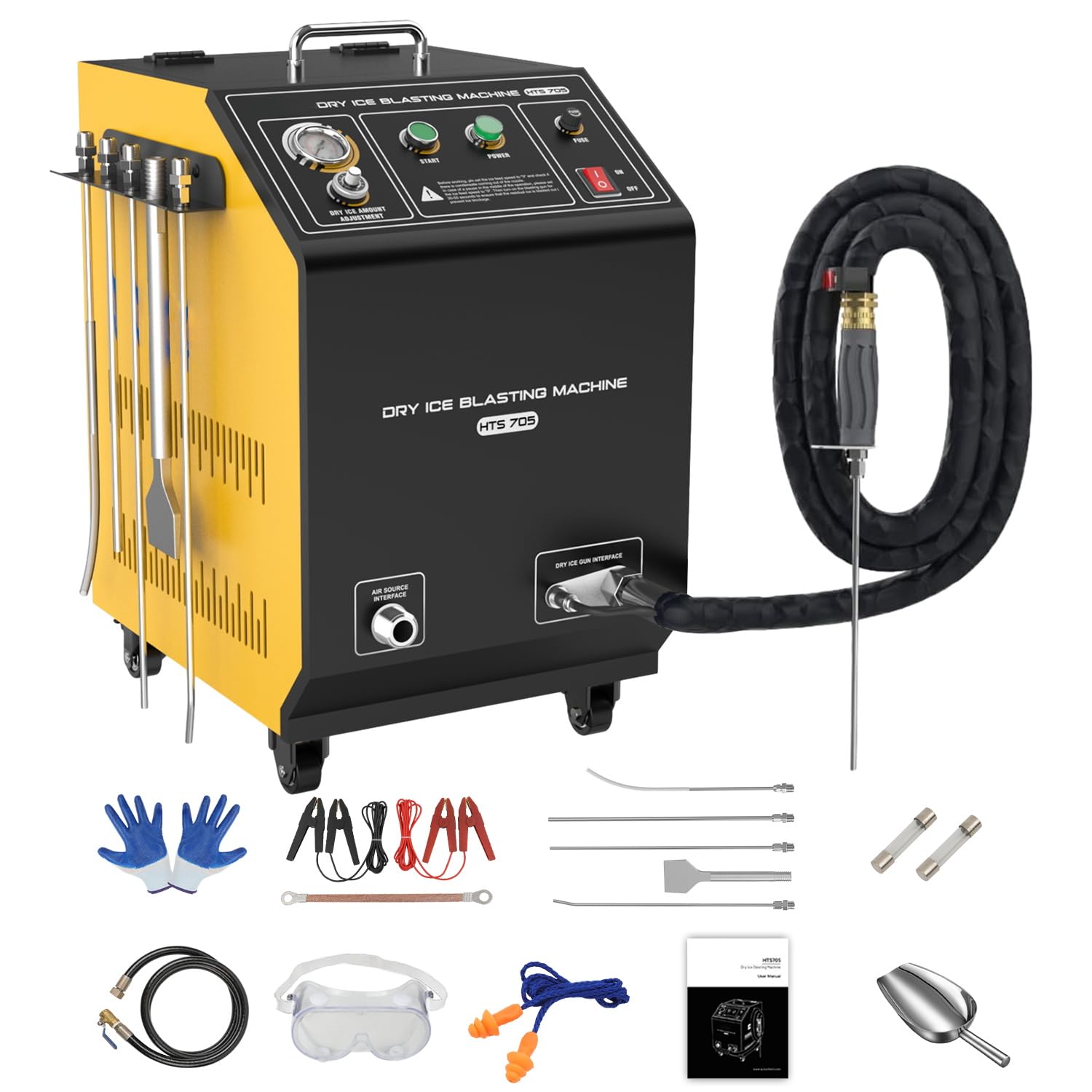 110V Dry Ice Blasting Machine - HTS705 Industrial Dry Ice Blaster for Fast Cleaning | Removes Stubborn Grease, Paint & Rust | Ideal for Automotive, Industrial & Food Processing Equipment Cleaning
