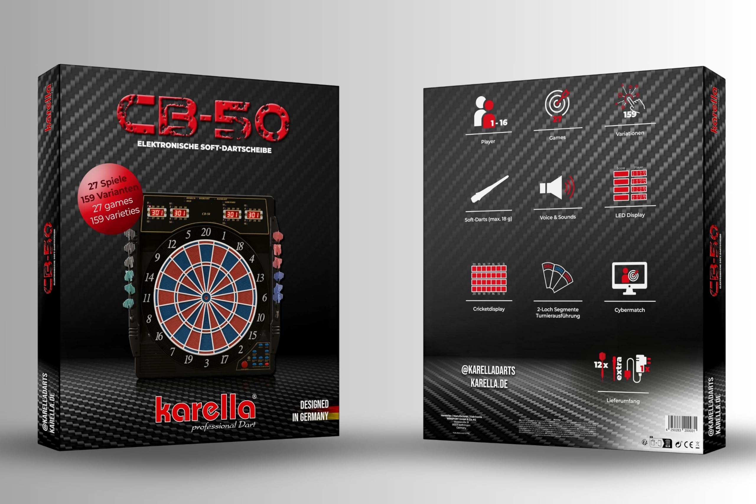 Professional CB-50 Electronic Dartboard Machine - 27 Games & 159 Variations | Tournament Standard 2-Hole Design | Perfect for Home Bars, Game Rooms & Competitive Play