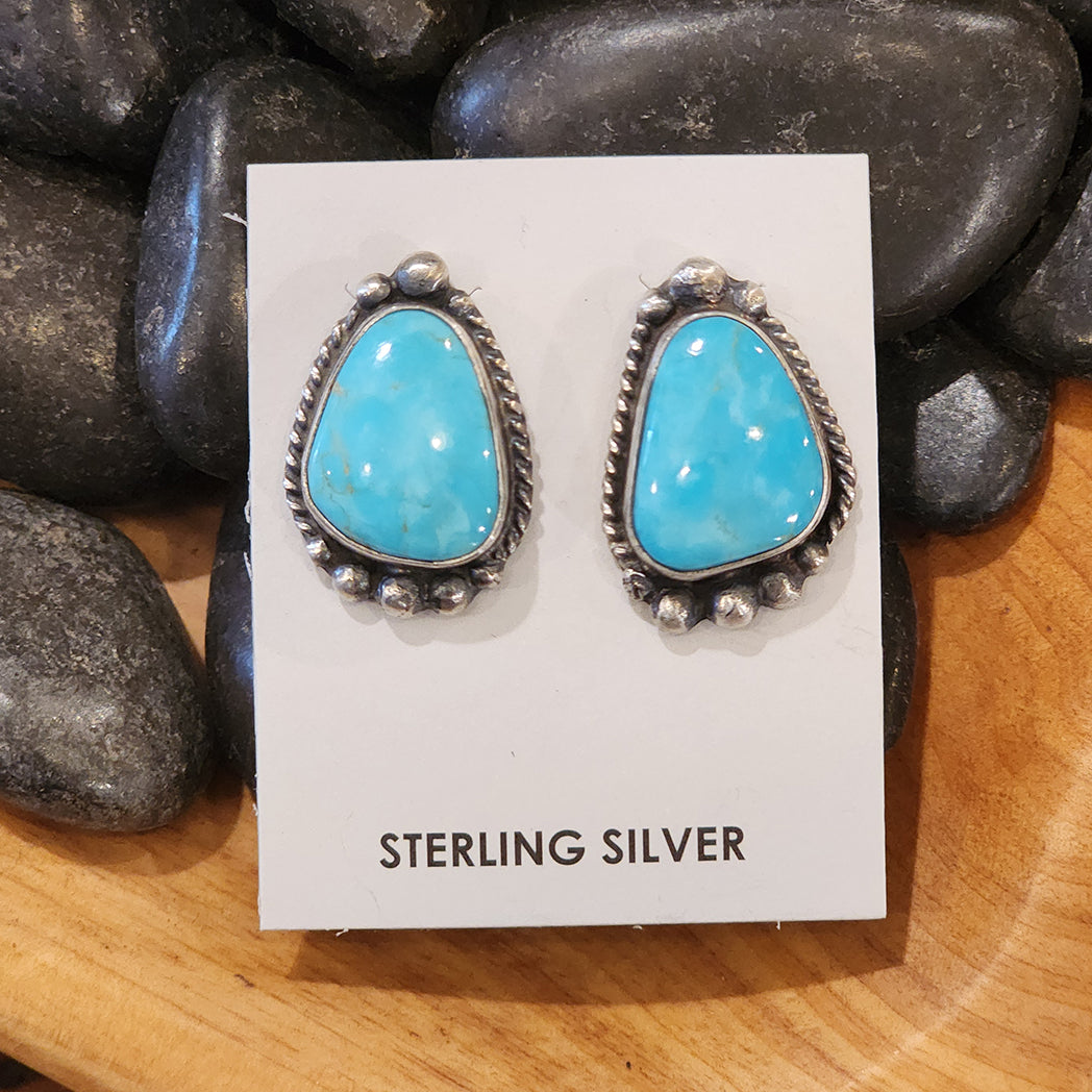 Neda Kingman Turquoise Stud Earrings for Women - Genuine Natural Stone Jewelry - Perfect for Casual Wear, Parties & Gifts