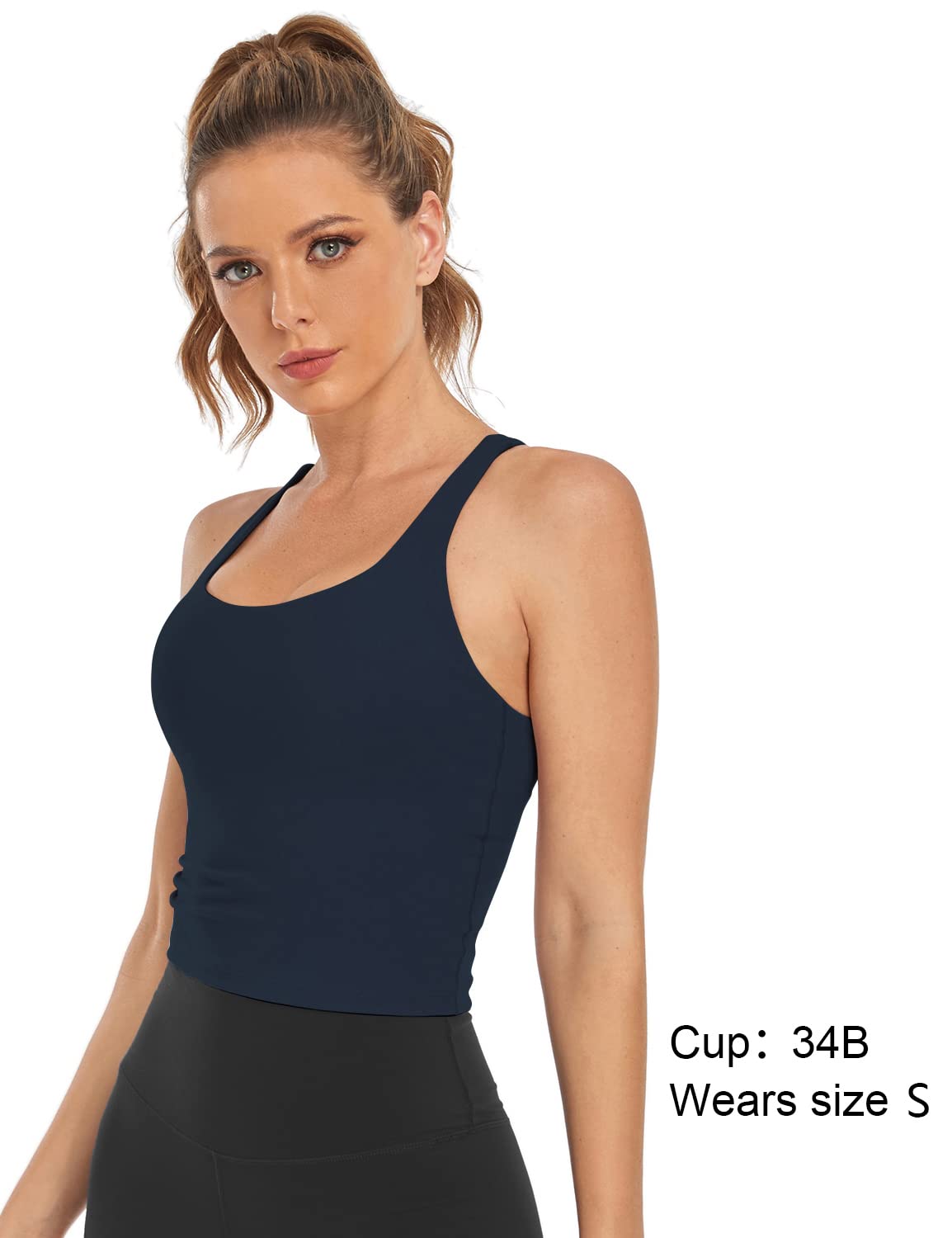 HeyNuts Longline Zeal Bras - Medium Impact Wirefree Sports Bras for Women A-D Cups, Workout Tank Tops with Removable Pads | Perfect for Yoga, Running & Gym