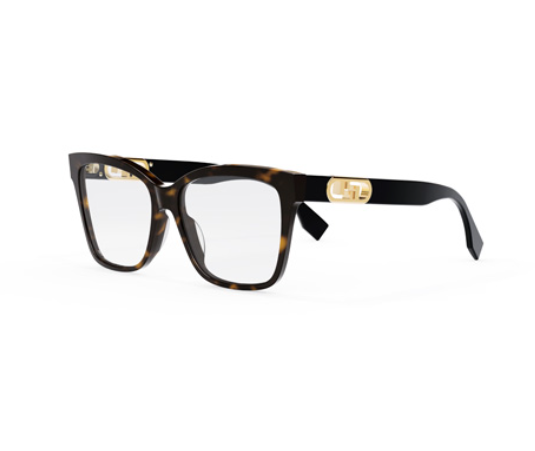 FENDI O'LOCK FE50025I 052 Dark Havana Square Women's Eyeglasses - Stylish Designer Glasses for Women, Perfect for Work, Reading & Fashion Accessories