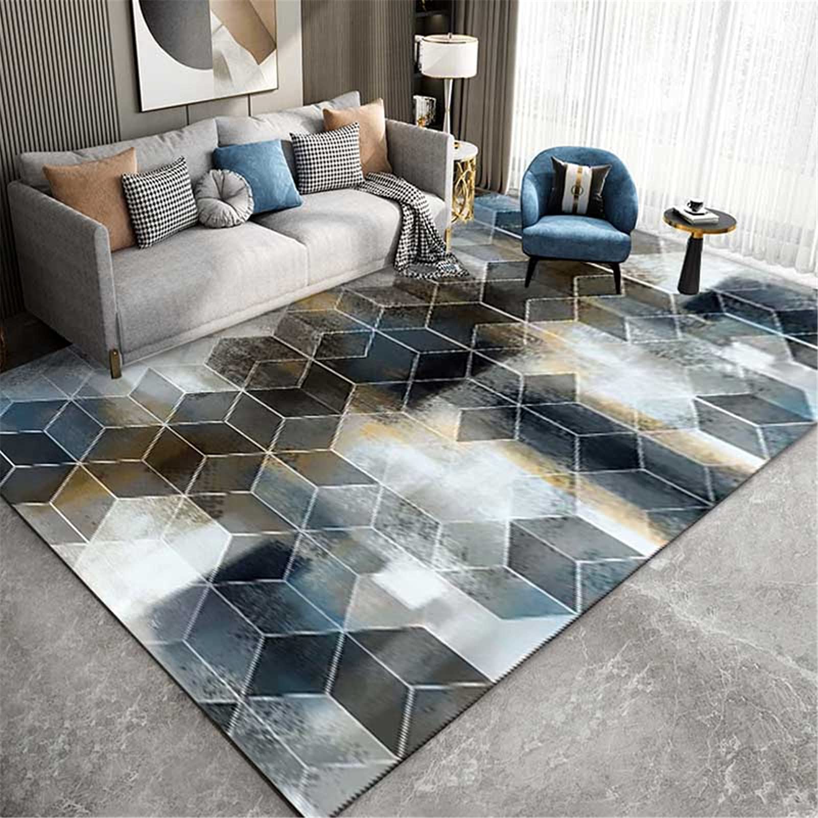 Modern Geometric Non-Slip Washable Large Area Rug - 80x800cm Customizable Living Room, Bedroom, Kitchen, Hall & Stair Carpet - Perfect for Christmas & Halloween Decorations | Home Decor, Floor Covering for Cozy Spaces