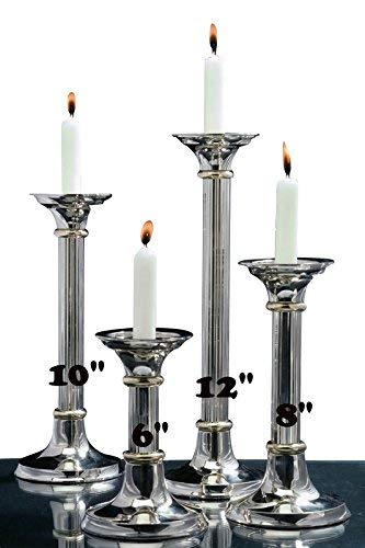 Art Deco Silver Candlestick Holder Set of 2 - 10