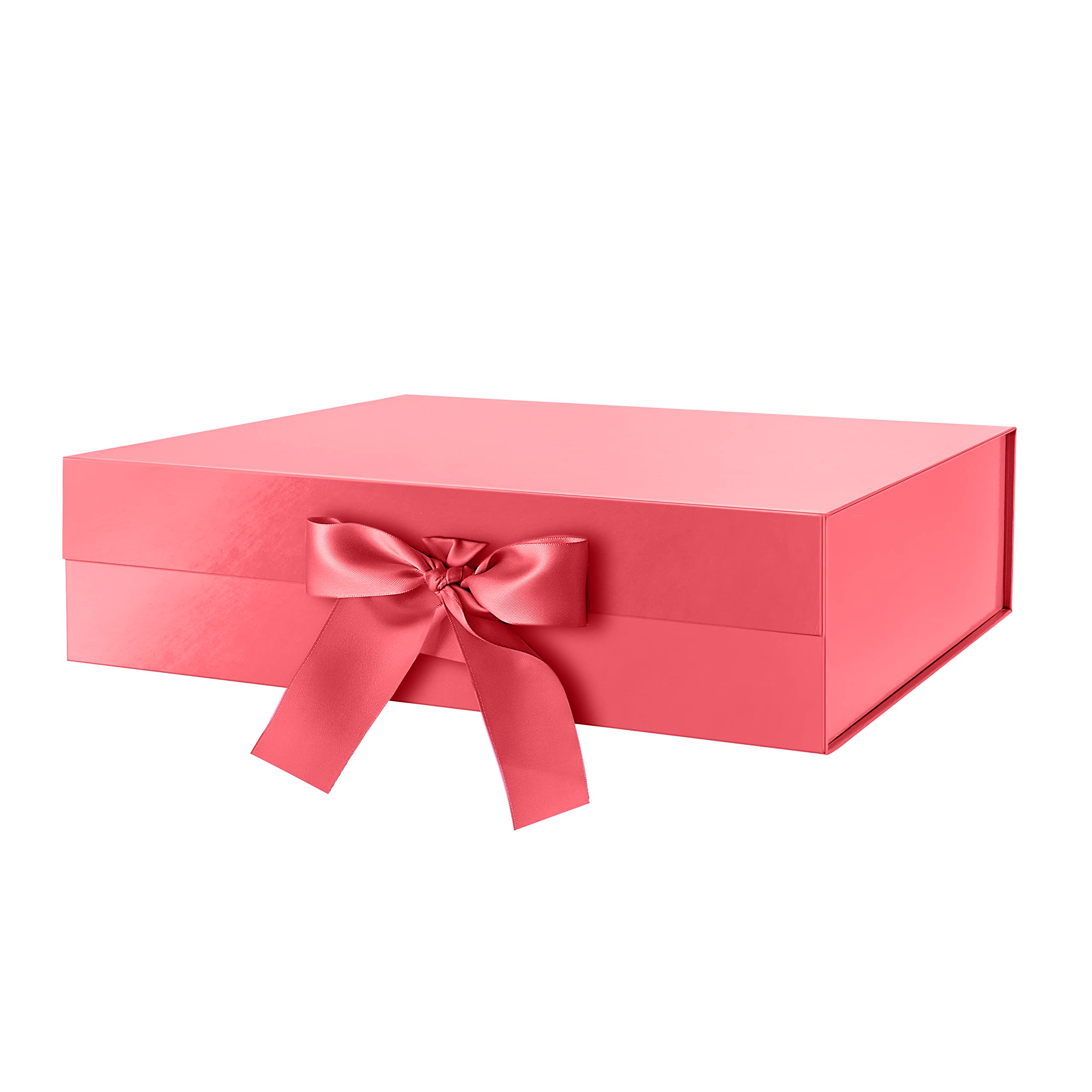 Premium 13x9.7x3.4 Inch Glossy Red Magnetic Gift Box with Ribbon - Elegant Bridesmaid Proposal Present Box, Wedding Party Favor, Luxury Gift Packaging for Jewelry, Cosmetics & Special Occasions
