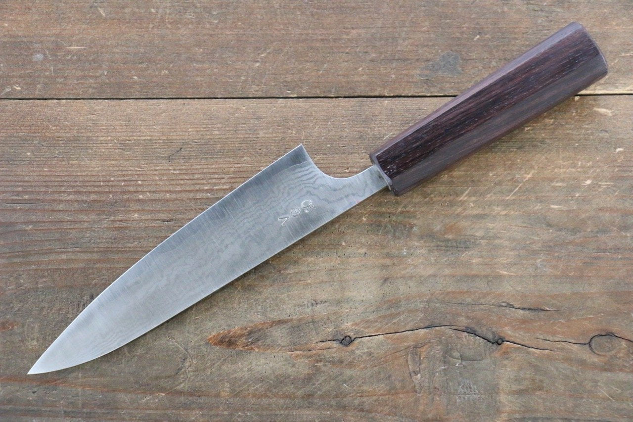 VG10 Damascus Petty Utility Knife 130mm - Japanese Kitchen Knife with Shitan Handle - Perfect for Slicing, Peeling & Precision Cutting - Ideal for Chefs & Home Cooks