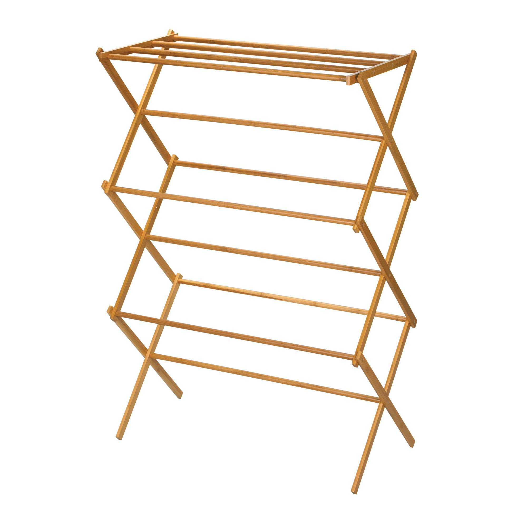 Household Essentials 6524 Tall Indoor Folding Wooden Clothes Drying Rack | Space-Saving Bamboo Laundry Rack for Drying Clothes, Towels & Delicates | Perfect for Small Apartments, Dorms & Laundry Rooms