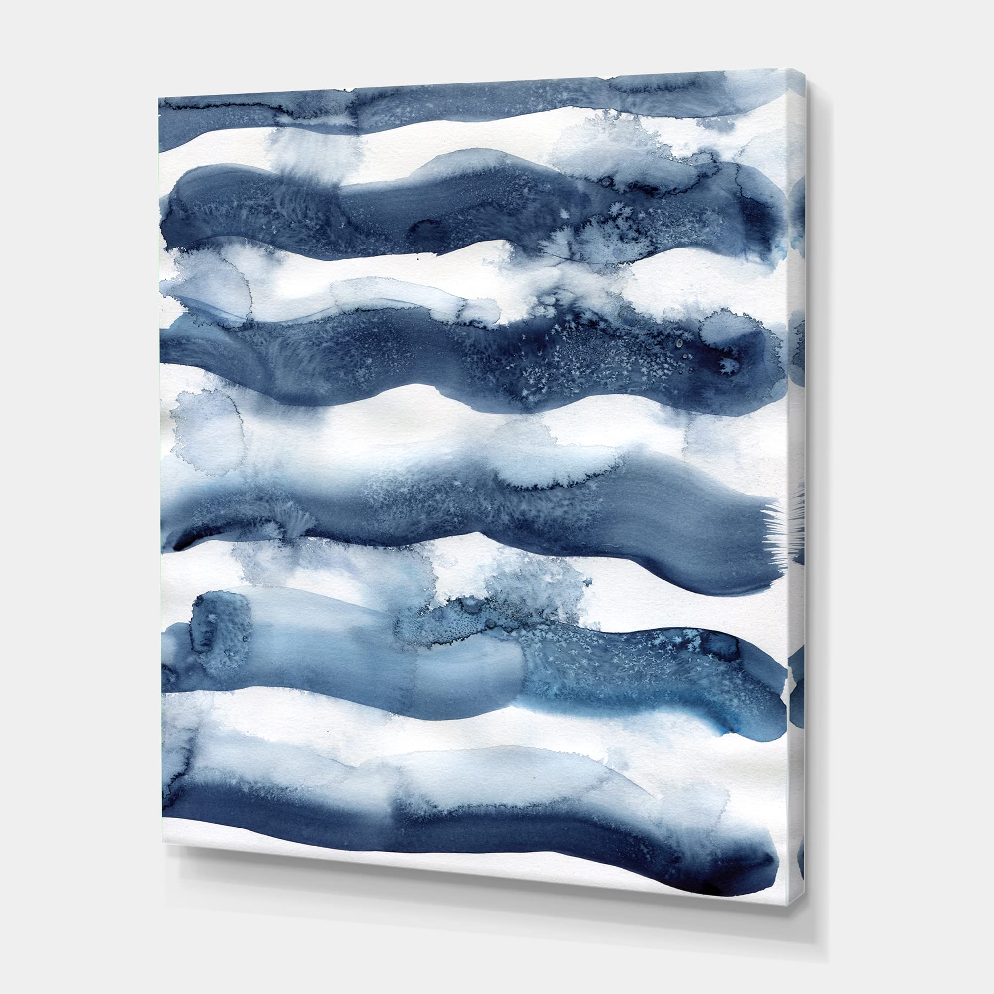 Abstract Blue Waves Modern Canvas Wall Art - Handmade Contemporary Home Decor for Living Room, Bedroom & Office - Perfect for Coastal & Boho Interior Design Styles
