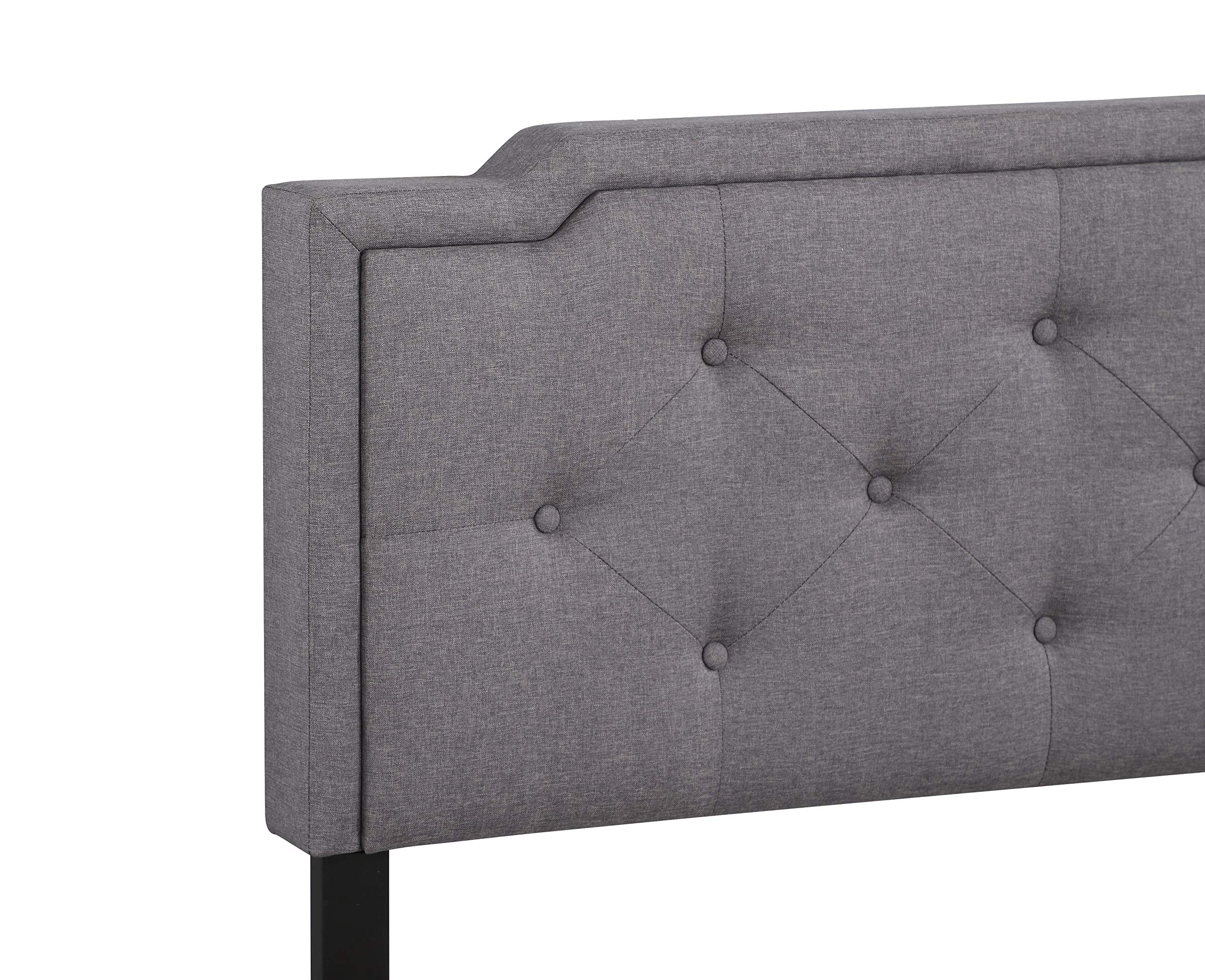 Glory Furniture DEB Queen Size Bed Frame with Headboard - Modern Gray Upholstered Platform Bed for Bedroom, Guest Room, or Dorm