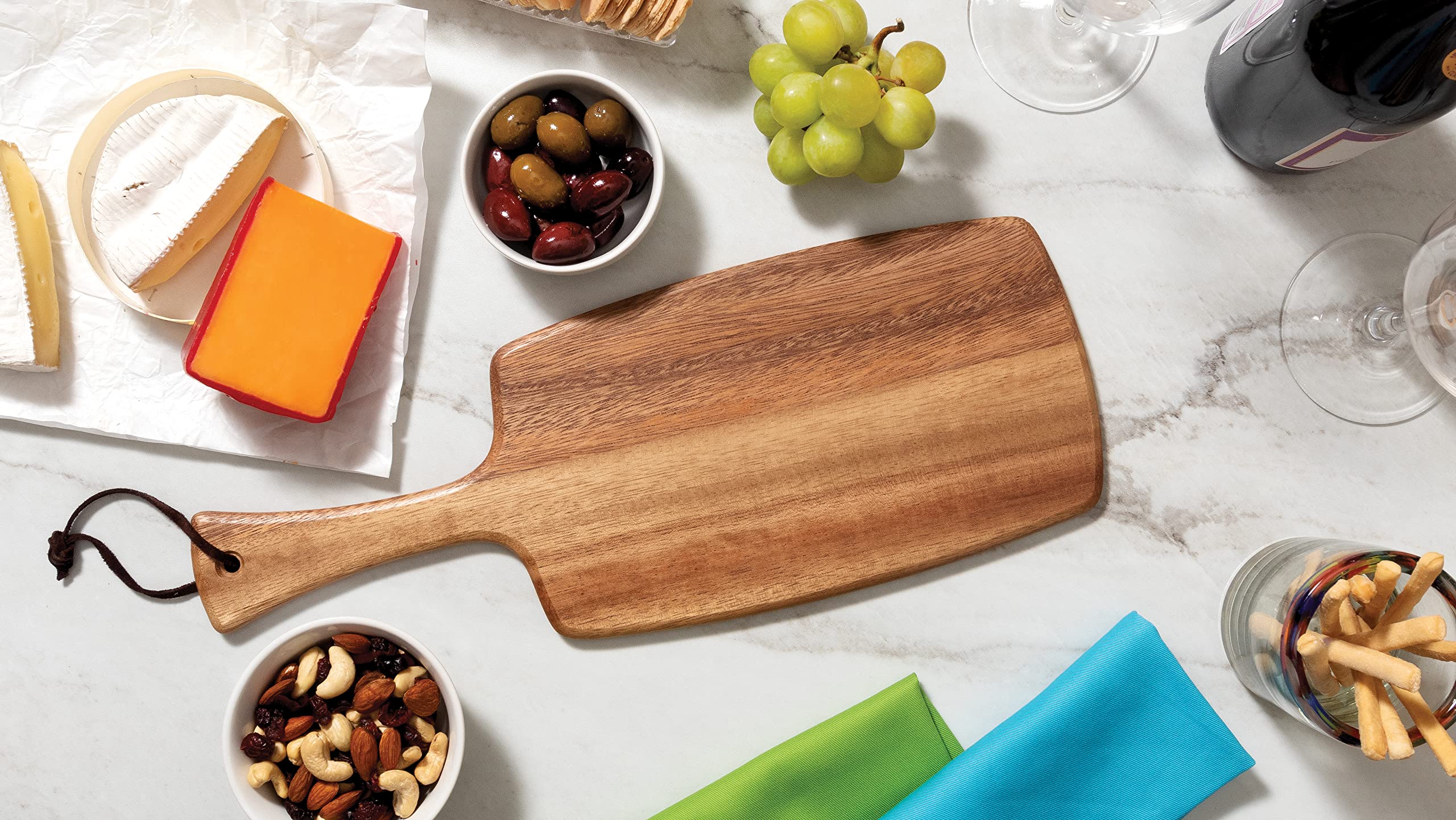 Lipper International 1316 Acacia Wood Charcuterie Board for Cheese, Meat & Snacks - 16