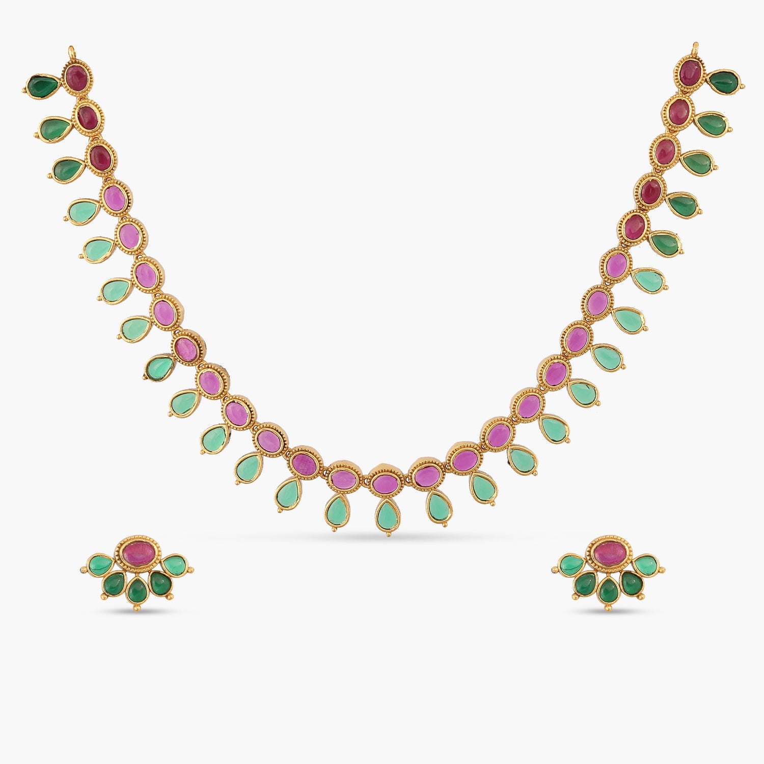 Parama Antique Multi Kempu Necklace Set - Handcrafted Ethnic Jewelry for Women, Traditional Indian Bridal Necklace - Perfect for Weddings, Festivals & Cultural Events