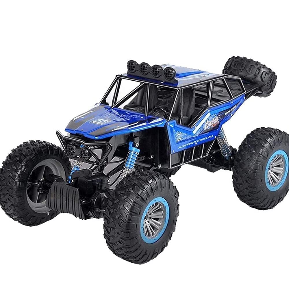 1/8 Scale RC Cars for Adults & Kids - 2.4Ghz Remote Control Off Road Monster Truck, 4WD All Terrain Rock Crawler with Metal Shell, Dual Motors & LED Headlights - Includes 2 Batteries - Perfect for Outdoor Racing, Backyard Adventures & Hobby Enthusiasts - Great Gift for Boys & Men