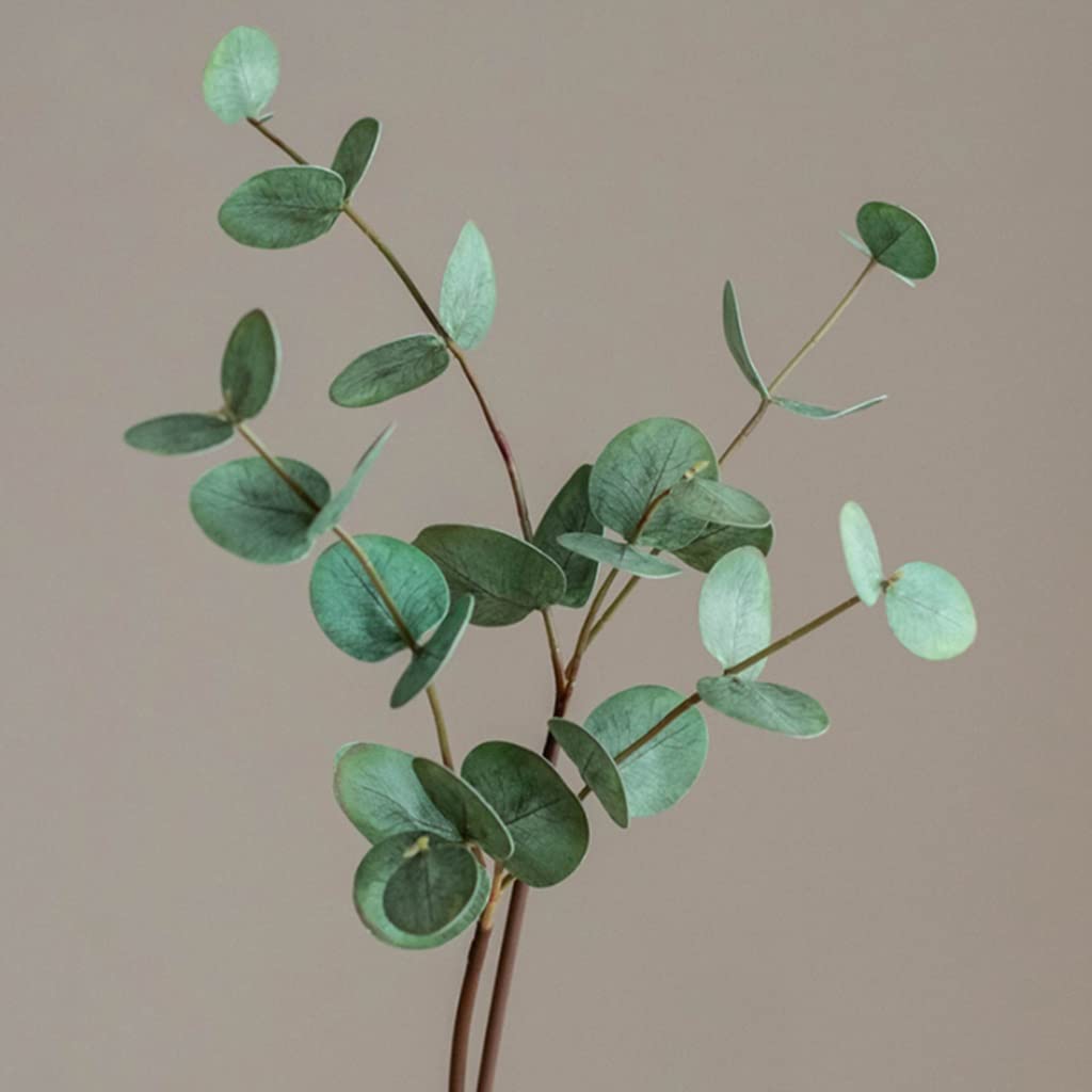 6pcs Artificial Silk Plum Blossom Flowers with Long Stems - Fake Eucalyptus Leaves Bouquet for Home & Office Decor - Wedding Centerpieces, Table Arrangements, DIY Floral Displays