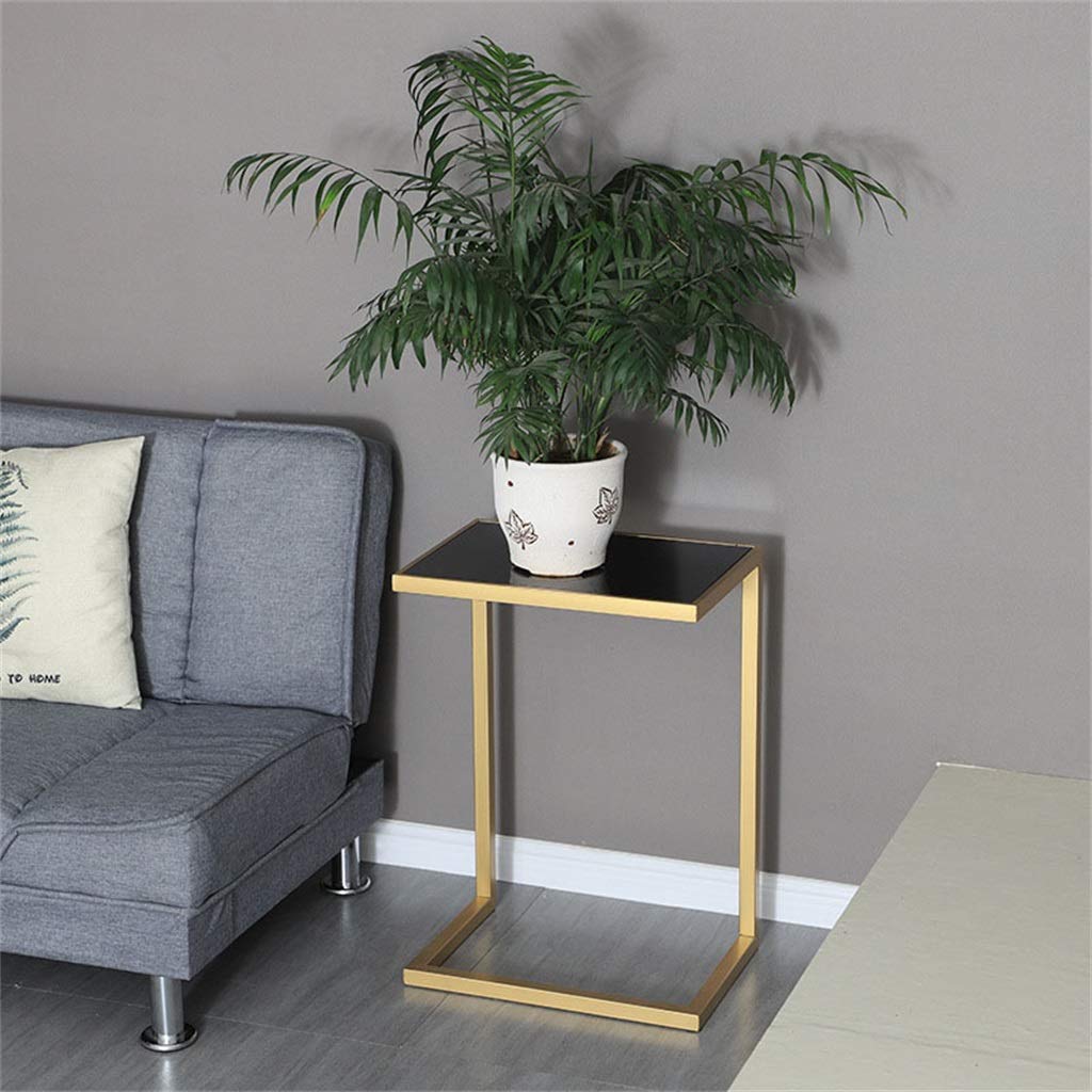 Gold Glass Coffee Table with Magazine Rack - 32x45x64cm Modern Side End Table, Storage Accent Table & Nightstand for Living Room, Bedroom & Home Office - Perfect for Small Spaces & Reading Nooks