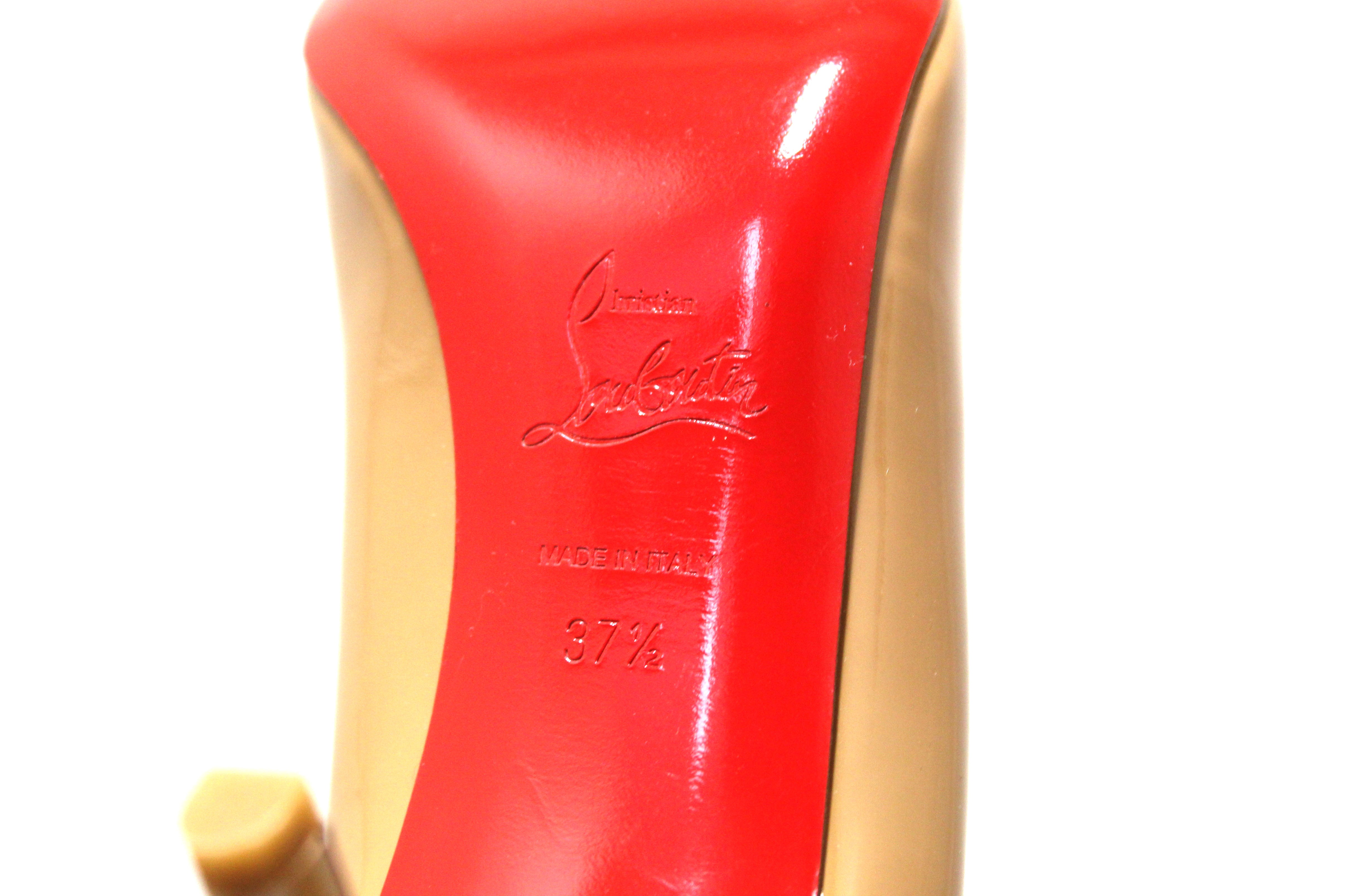 Authentic Christian Louboutin Camel Patent Leather Pigalle Follies 70mm Pumps - Women's Size 37.5 (US 7.5) | Luxury High Heels for Parties, Weddings & Special Occasions