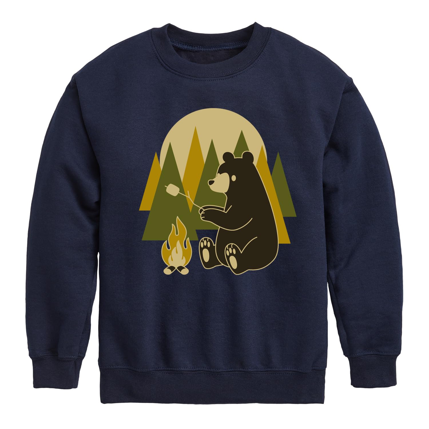 Bear Roasting Marshmallows Fleece Sweatshirt for Toddlers & Kids - Soft Crewneck Pullover - Perfect for Camping, Family Outings & Cozy Winter Wear