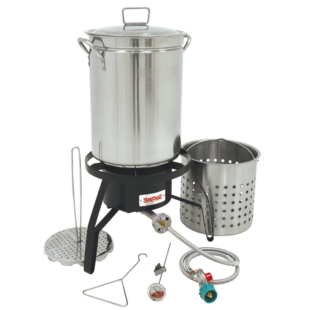 Bayou Classic Propane Turkey Fryer Kit with Burner & 32qt Stainless Steel Pot - Perfect for Outdoor Cooking, Deep Frying Turkey, Seafood, and Large Batch Meals