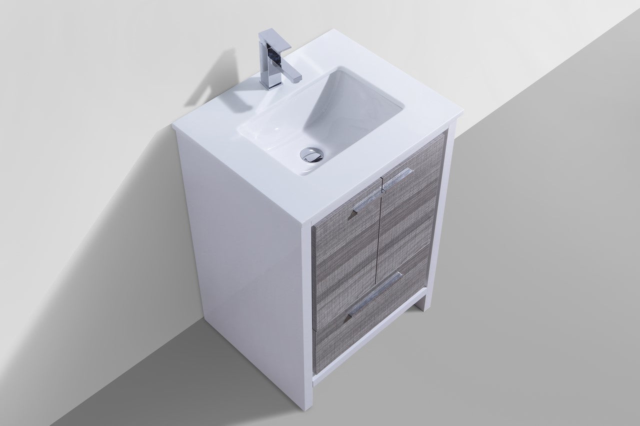 Modern Bathroom Vanity with Quartz Countertop in Ash Grey - Floor Standing Design for Contemporary Bathrooms, Perfect for Master Bath, Guest Bath, or Powder Room