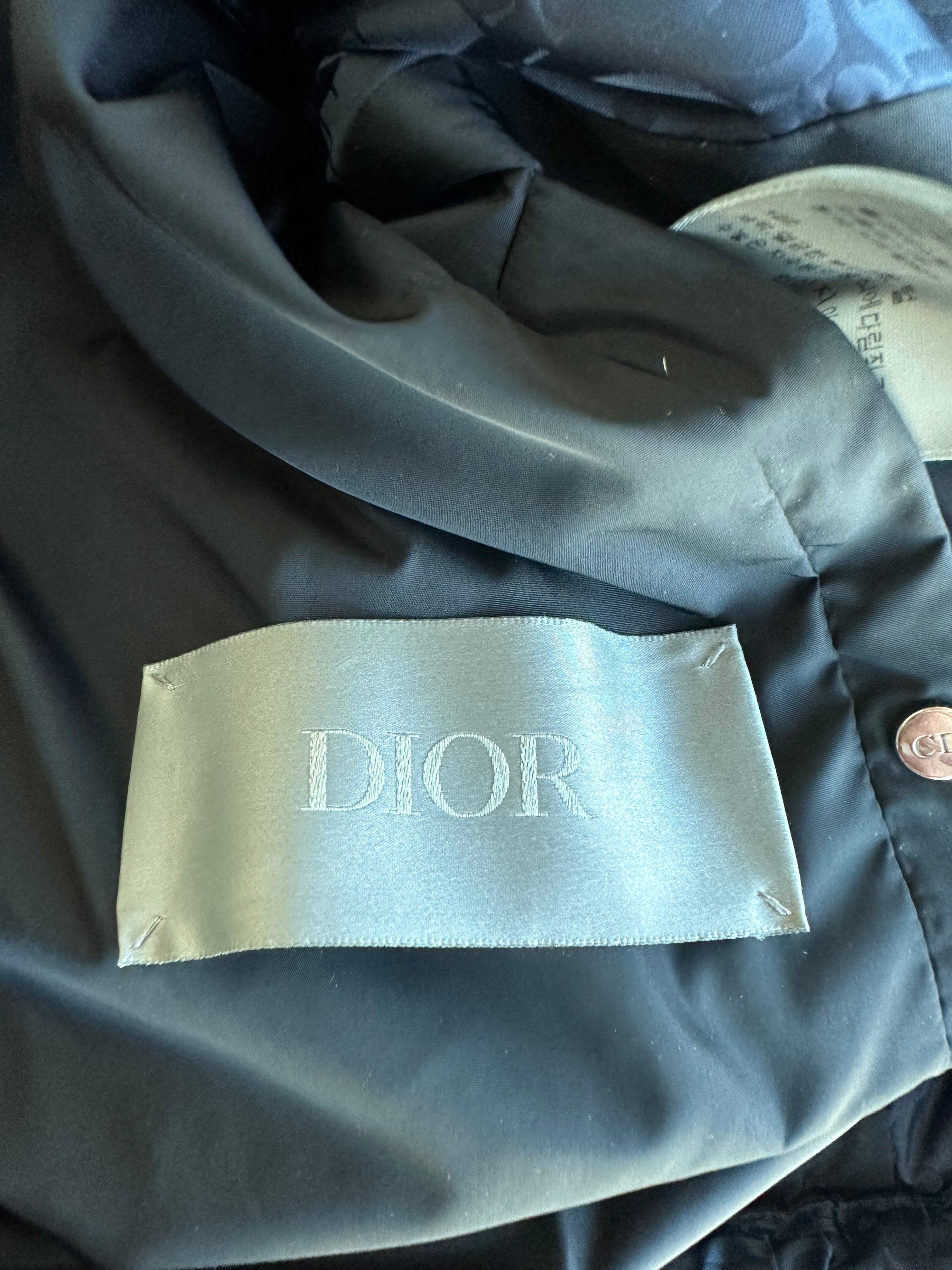 Dior Navy Oblique Puffer Jacket - Luxury Quilted Down Coat for Women | Winter Fashion Outerwear | Perfect for Cold Weather & Street Style