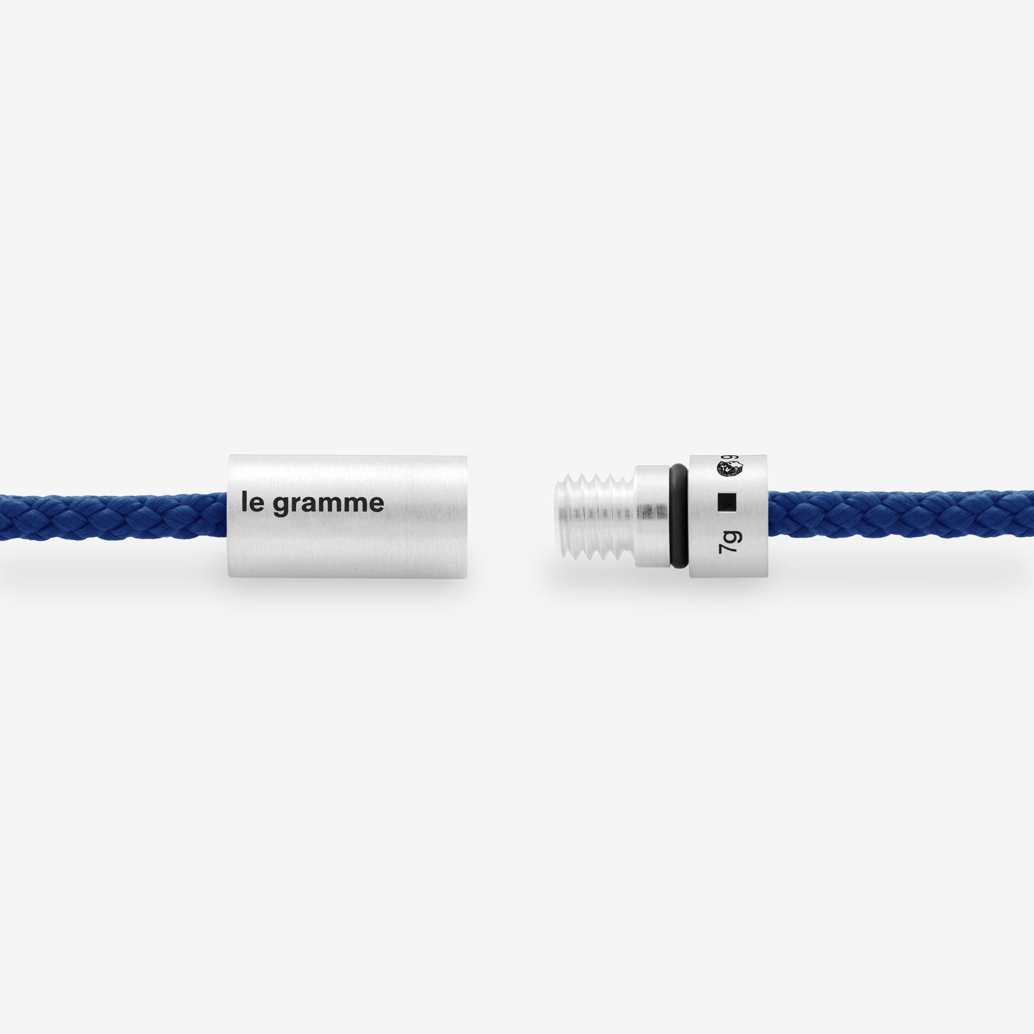 7g Brushed Sterling Silver & Blue Polyester NATO Cable Bracelet for Men - Durable Military Style Wristband for Outdoor, Casual & Formal Wear