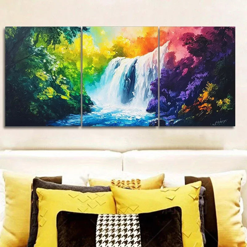 3-Piece Waterfall in the Forest Nature Wall Art Set - Framed Canvas 40x60cm (16x24in) - High Quality Print - 100% Australian Made - Ready to Hang - Perfect for Living Room, Bedroom & Office Decor