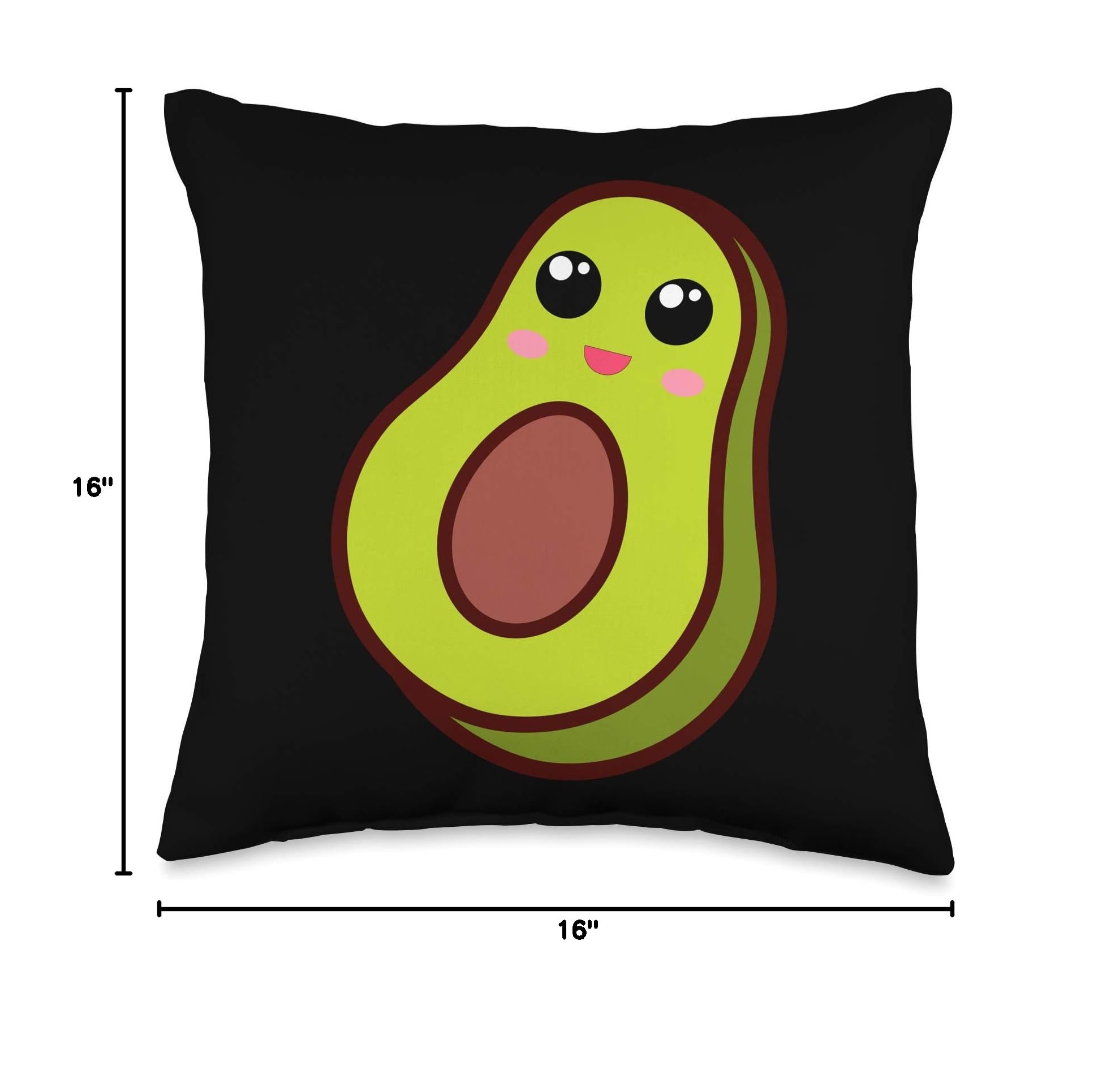 Funny Avocado Throw Pillow - Cute Avocado Lover Gift for Women & Girls - Soft Decorative Cushion for Bedroom, Living Room, Dorm Decor