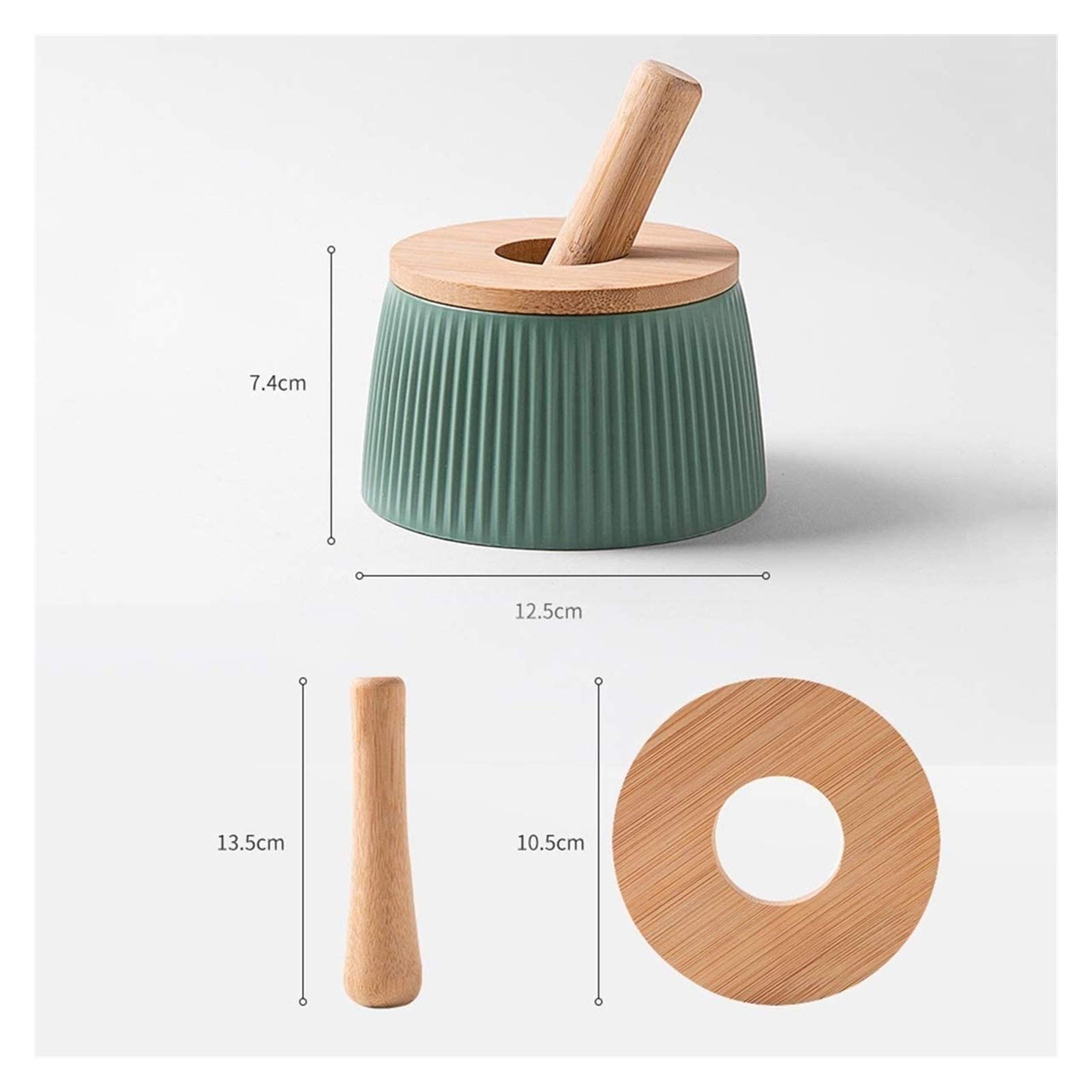 Natural Bamboo Wood Mortar and Pestle Set with Lid & Spoon - Spice Grinder for Pepper, Garlic, Herbs - Easy to Use & Clean - Perfect for Cooking, Baking & DIY Spice Blends