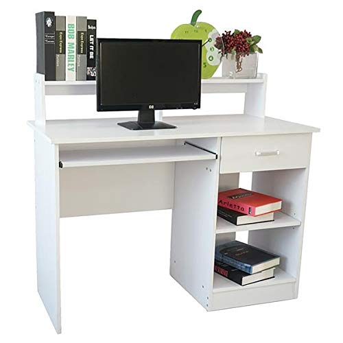 Modern E1 15MM Chipboard Computer Desk - White Home Office Desk for Small Spaces, Gaming & Study - Sturdy Workstation for Laptops & PCs