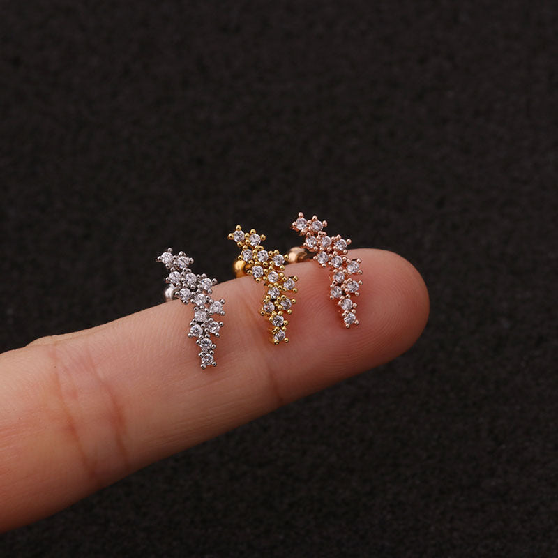 20G Cartilage Dangle Flower Stud Rose Gold Earrings for Women | HSPJ19102 | Elegant Jewelry Gift for Parties, Weddings & Everyday Wear