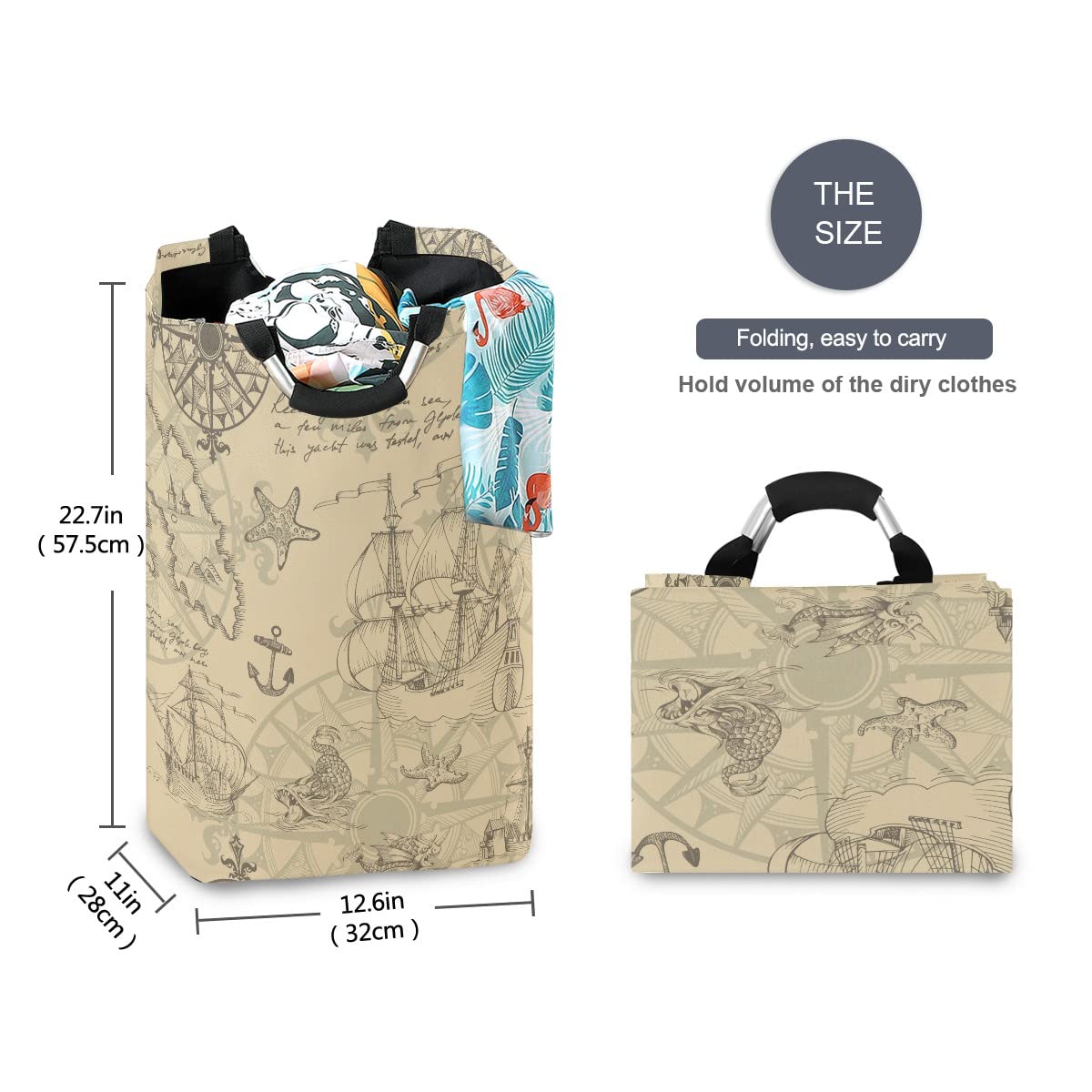Large Collapsible Laundry Hamper Basket with Handles - Foldable Storage Bin for Clothes, Bedroom Organization & Home Decor - Perfect for Dorm, Apartment, and Travel Use