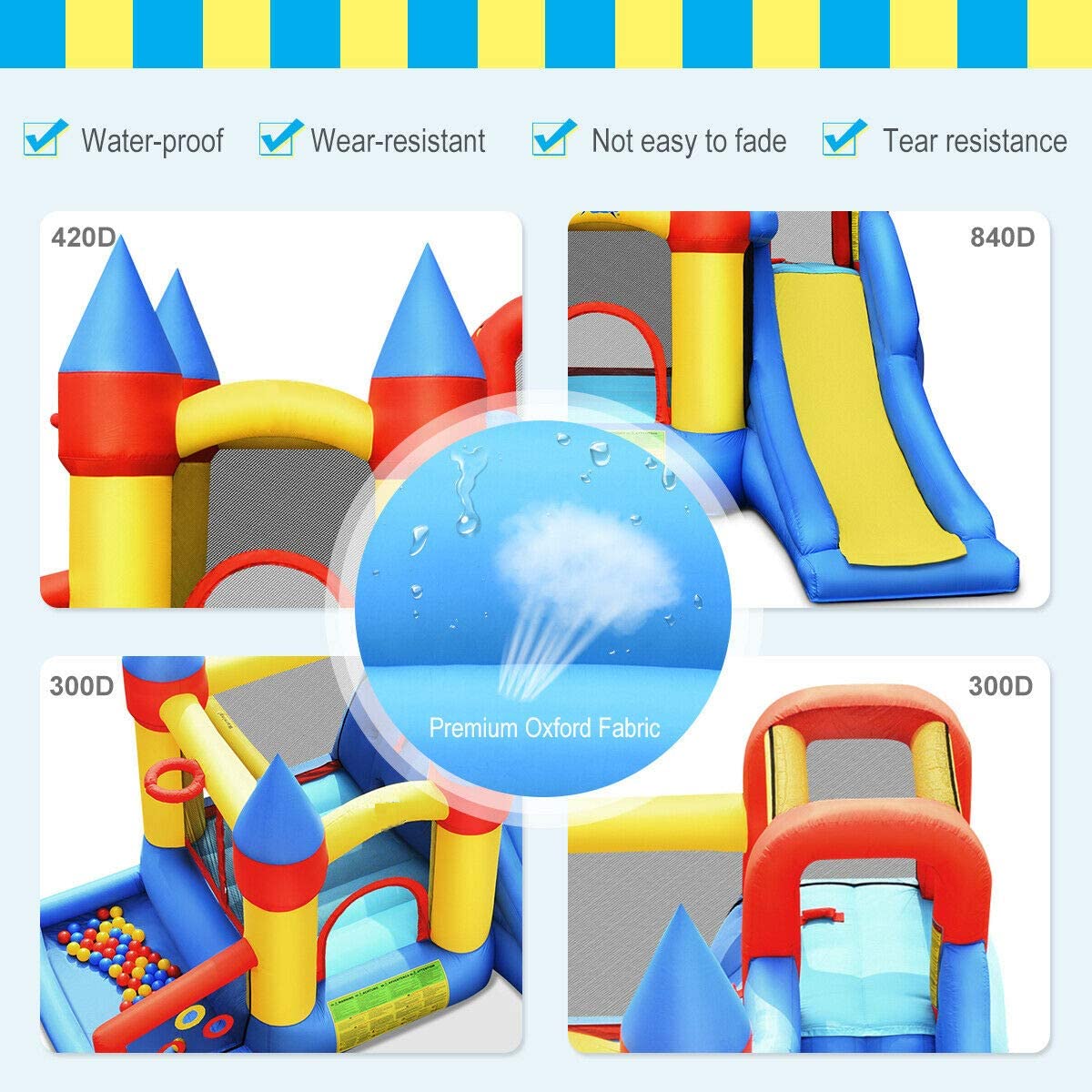 BOUNTECH Inflatable Bounce House for Kids Ages 5-12 - Indoor/Outdoor Bouncy Castle with 780W Blower & 50 Ball Pit Balls - Portable Toddler Jumping Playhouse for Backyard, Park, Birthday Parties - Perfect for Family Fun, Outdoor Play & Birthday Gifts