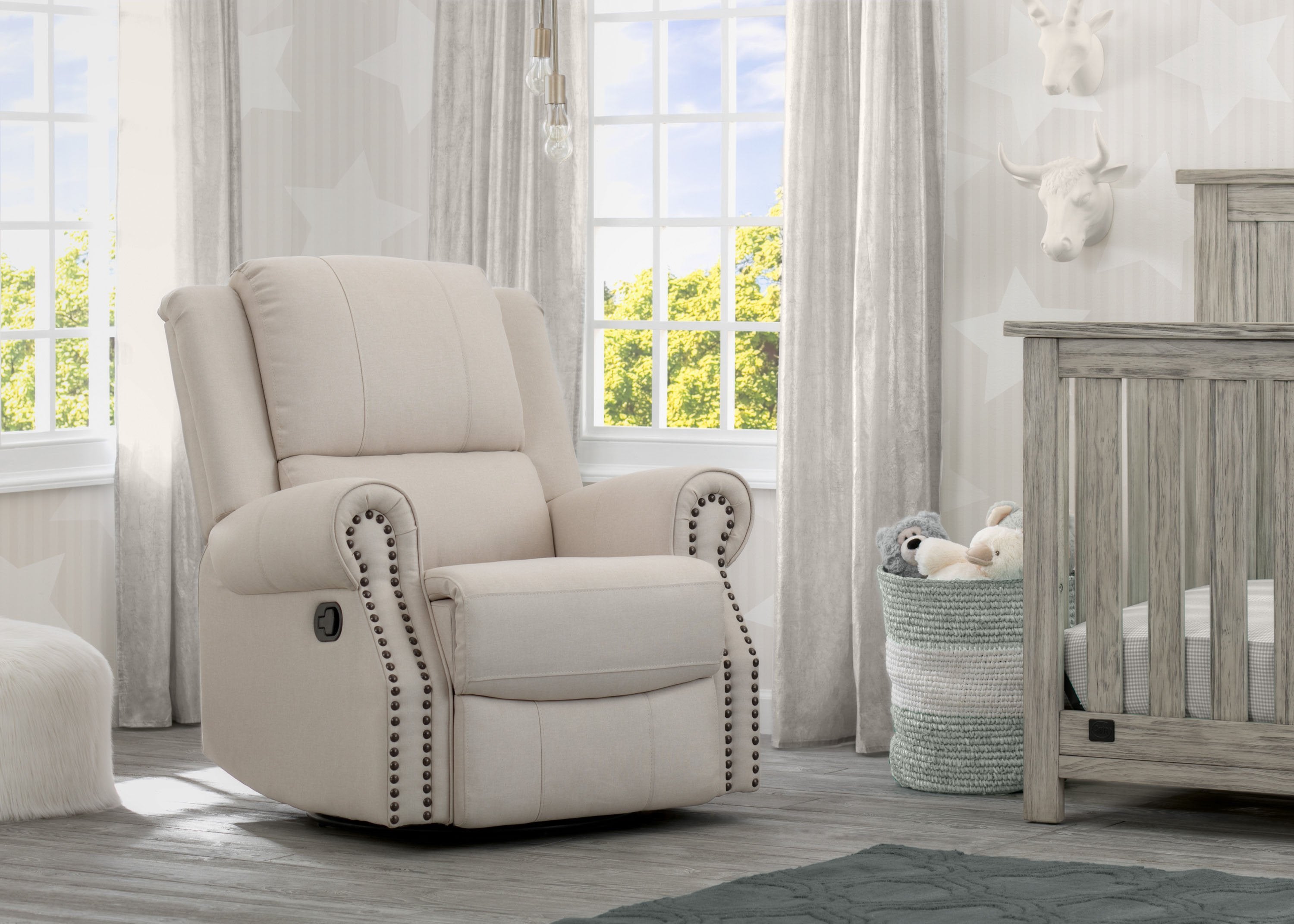 Dexter Nursery Recliner Swivel Glider Chair - Comfortable Rocking Chair for Baby Nursery, Breastfeeding & Relaxing - Perfect for Nurseries, Bedrooms & Living Rooms