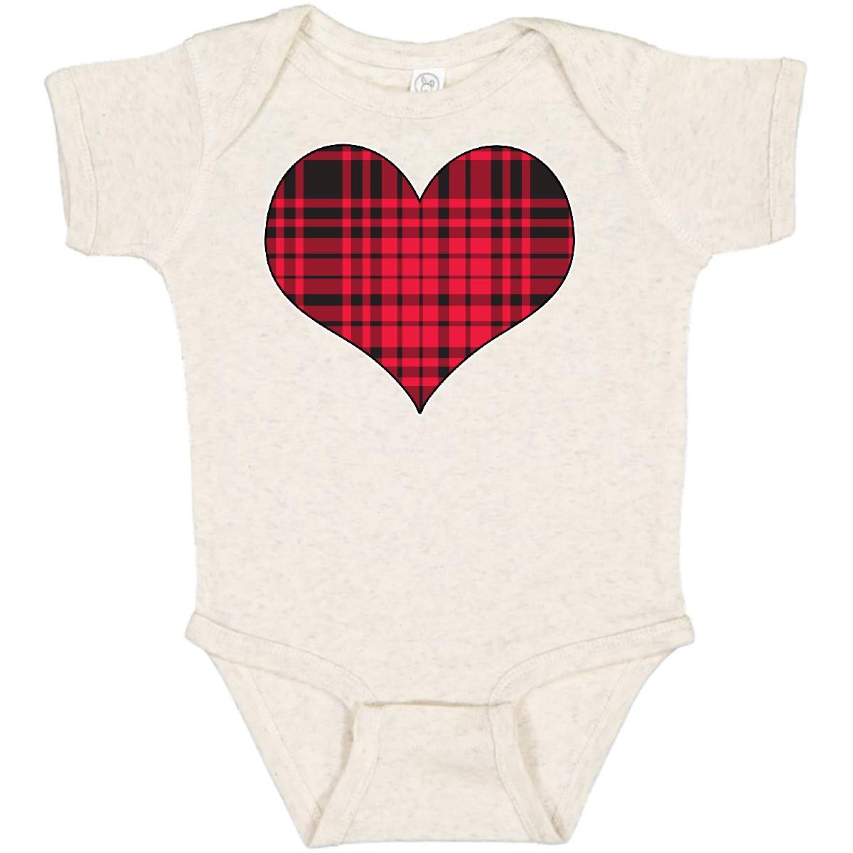 Inktastic Red Plaid Heart Baby Bodysuit - Soft Cotton Onesie for Newborns & Infants - Perfect for Family Photos, Holidays & Everyday Wear