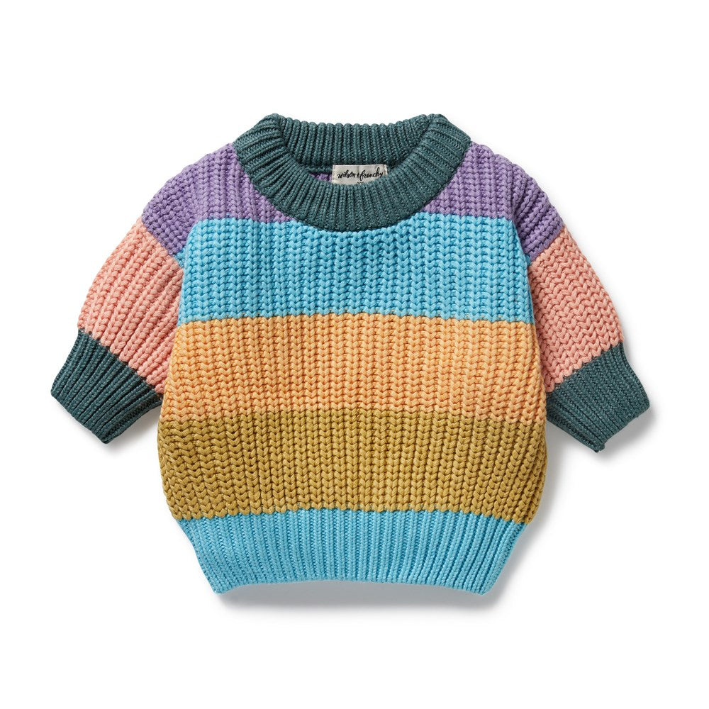 Rainbow Organic Cotton Knitted Sweater for Women - Soft & Cozy Pullover for Fall & Winter - Perfect for Casual Wear, Office & Outdoor Activities