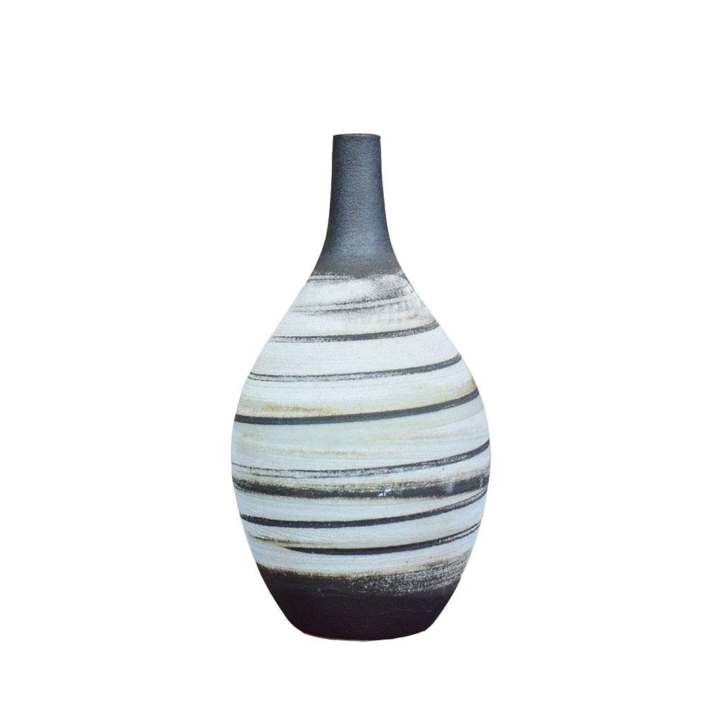 Black and White Ceramic Vase - Chinese Retro Small Neck Vase for Home Decor, Living Room & Dining Table Centerpiece (White) | Perfect for Boho Style, Wedding Decor & Gift Giving