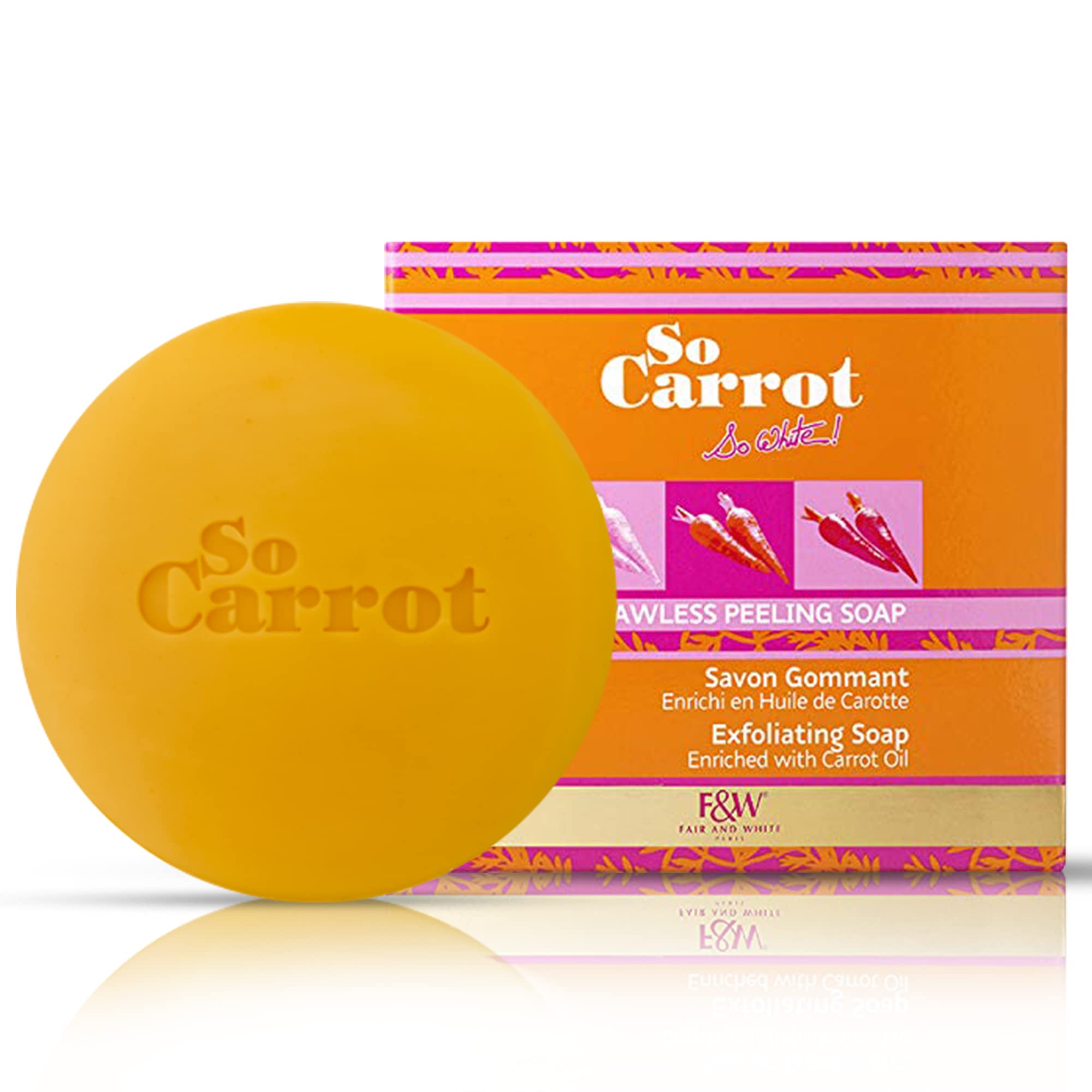 Fair & White So Carrot Exfoliating Soap 200g - Brightening & Exfoliating Face & Body Soap for Glowing Skin - Perfect for Daily Skincare & Acne Treatment