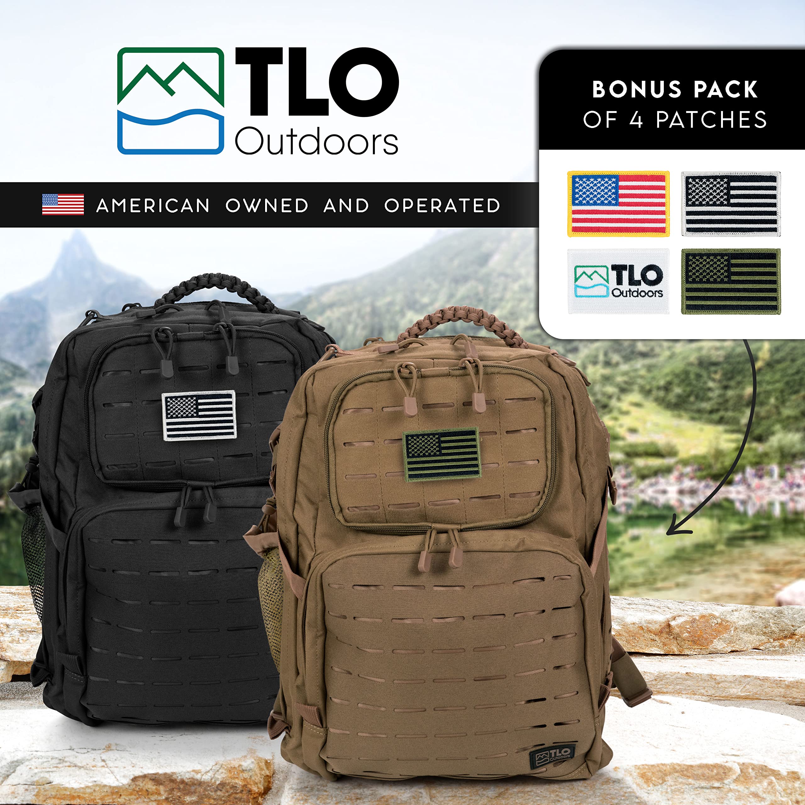 TLO Outdoors TacPack40L 40L Water Resistant Tactical Backpack - Durable Military Daypack, Hiking Rucksack, Travel Gear Bag & Laptop Backpack for Outdoor Adventures, Camping and Daily Commute