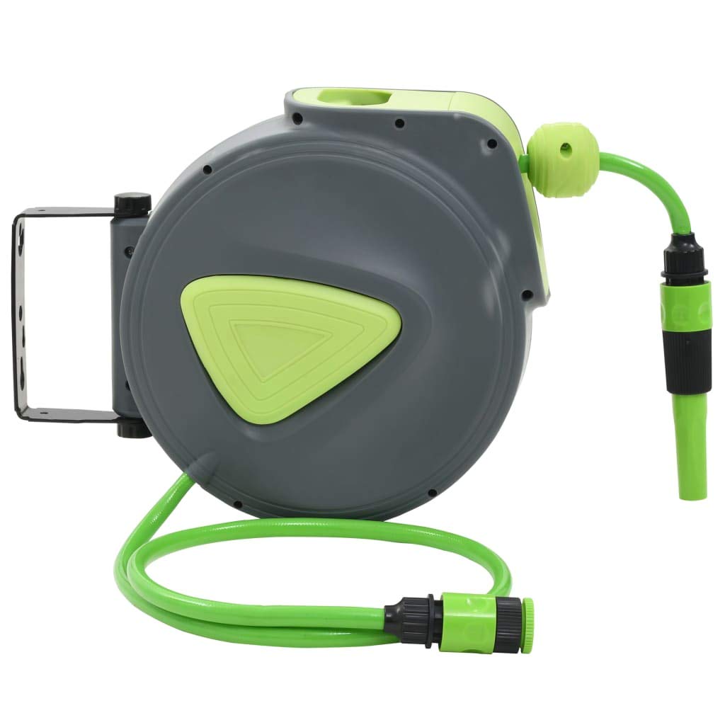 vidaXL Retractable Garden Hose Reel - Wall Mounted Automatic Rewind Hose Reel with Adjustable Spray Nozzle for Outdoor Watering, Lawn Irrigation & Car Washing | Durable & Space-Saving Garden Tool
