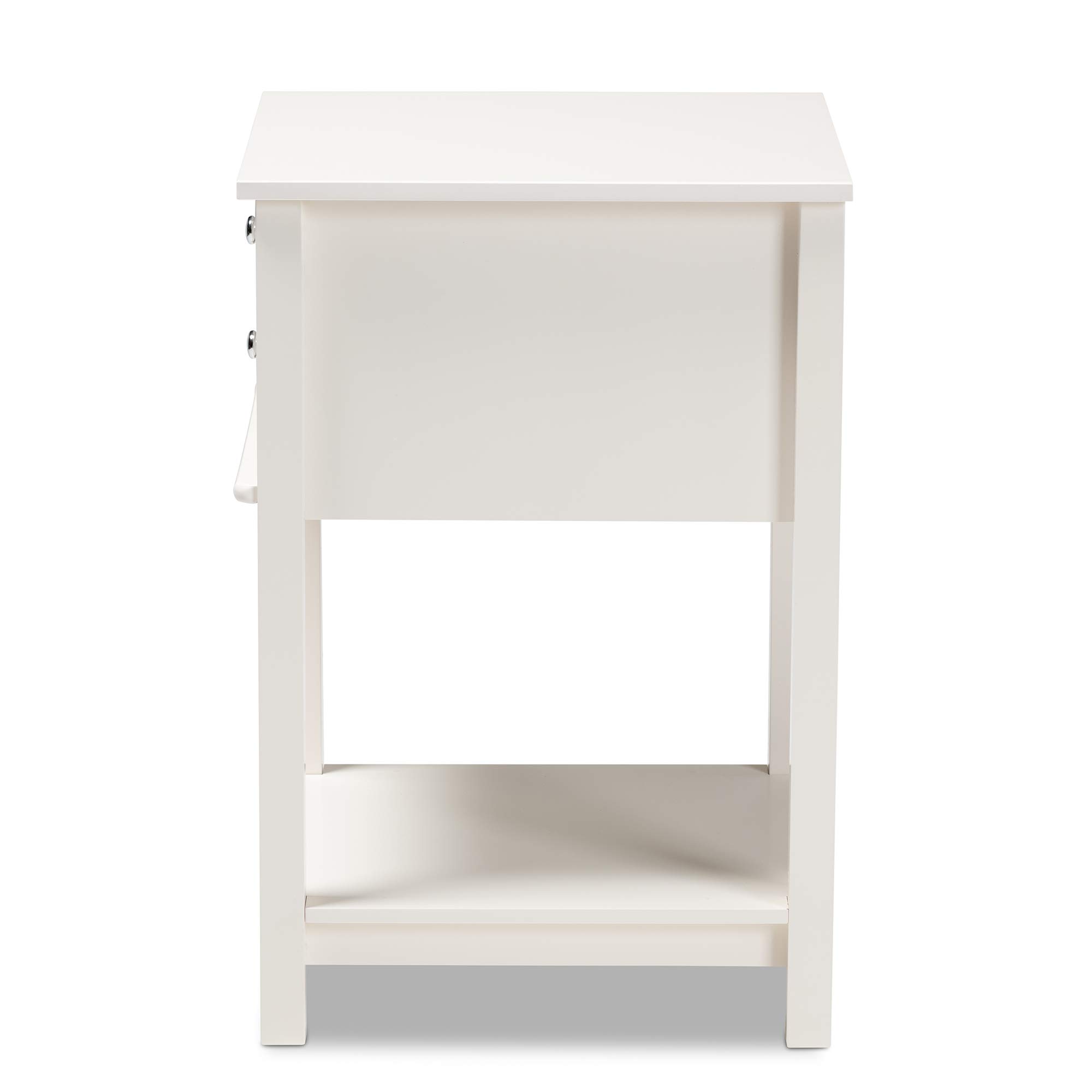 Baxton Studio White Nightstand - Modern Bedside Table with Drawer for Bedroom, Living Room & Guest Room