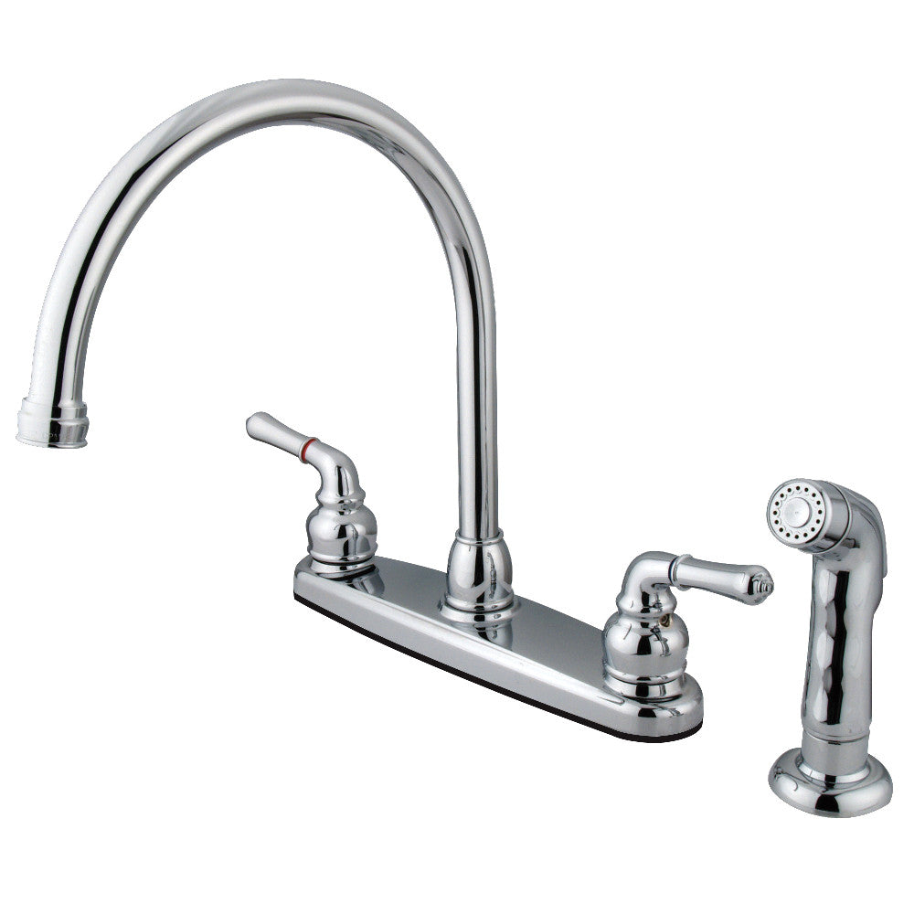 Kingston Brass KB796SP Magellan 8-Inch Centerset Kitchen Faucet - Stainless Steel, Single Handle, High Arc Design for Modern Kitchens | Perfect for Washing Dishes, Filling Pots & Daily Kitchen Tasks