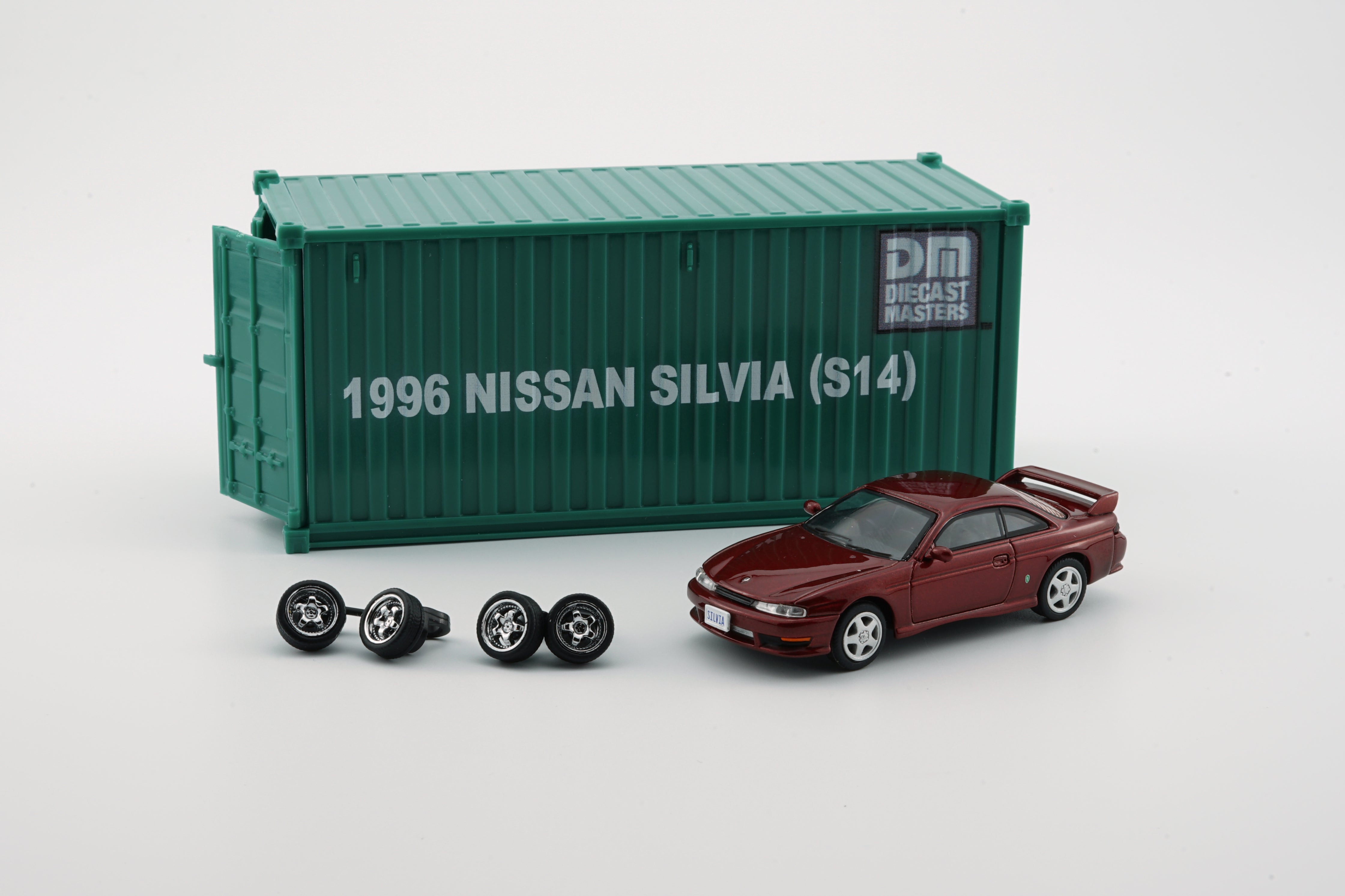 BM Creations 1:64 Scale Diecast Model - Red Nissan Silvia S14 (Left Hand Drive) with Display Case - Collectible Car for Display, Gift, or Racing Enthusiasts