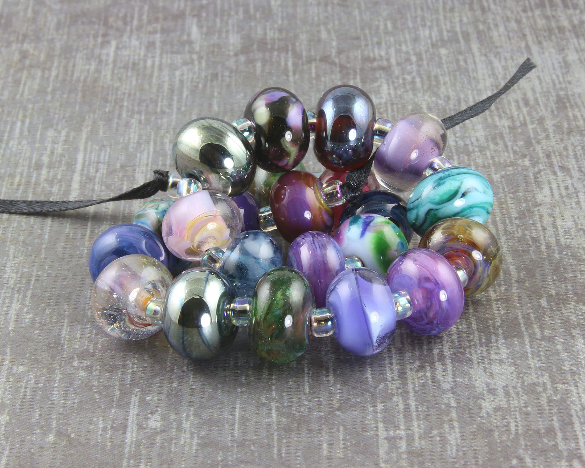 Blue Purple Green Lampwork Glass Beads Set for Jewelry Making - DIY Bracelets, Necklaces & Craft Projects