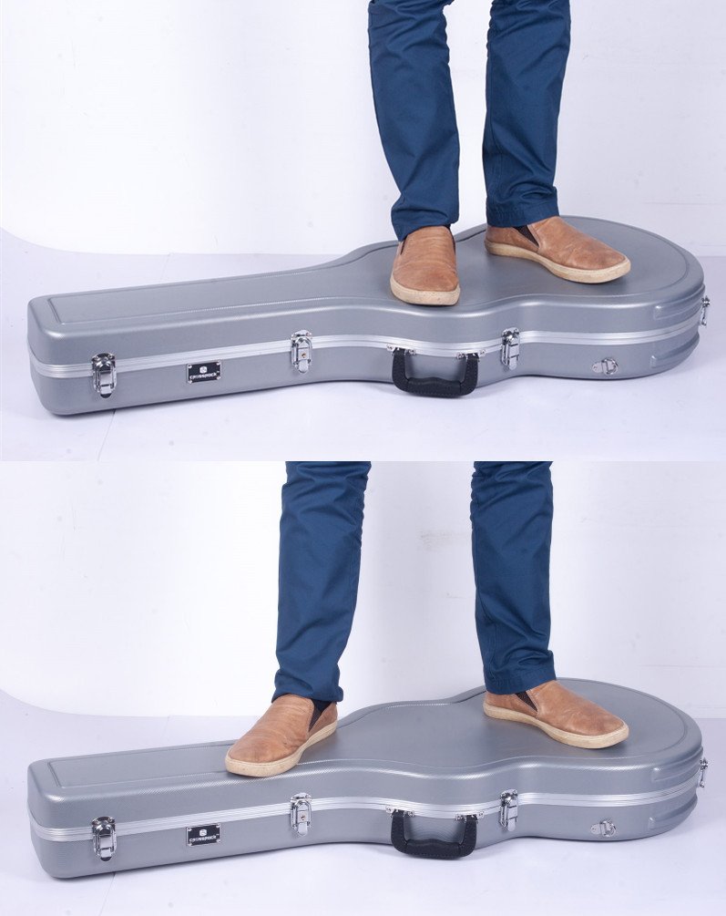 Crossrock 335 Semi-Hollow Electric Guitar Case - Silver with Backpack Option | Durable Protection for Travel & Stage Performances