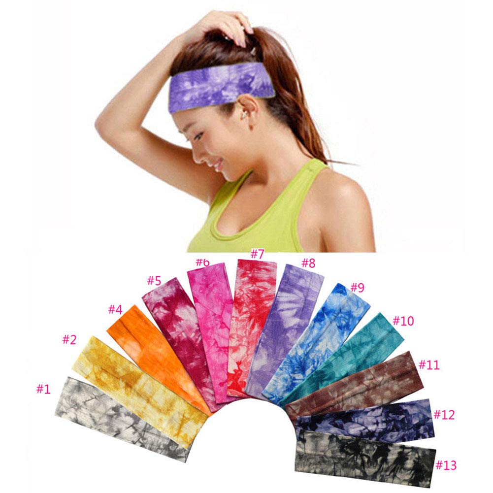 AkoMatial Women's Tie Dye Non-Slip Yoga Headband - Elastic Sweatband for Running, Workouts & Fitness - Breathable Hairband for Women (Purple) - Perfect for Yoga, Gym, Jogging & Active Lifestyles