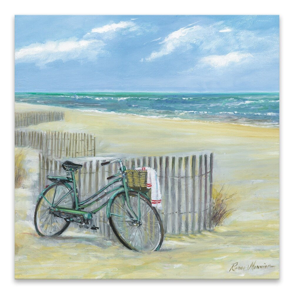 Beach Bike Print Canvas Wall Art - 18x18 Inches Multi-Color Home Decor for Living Room, Bedroom & Office