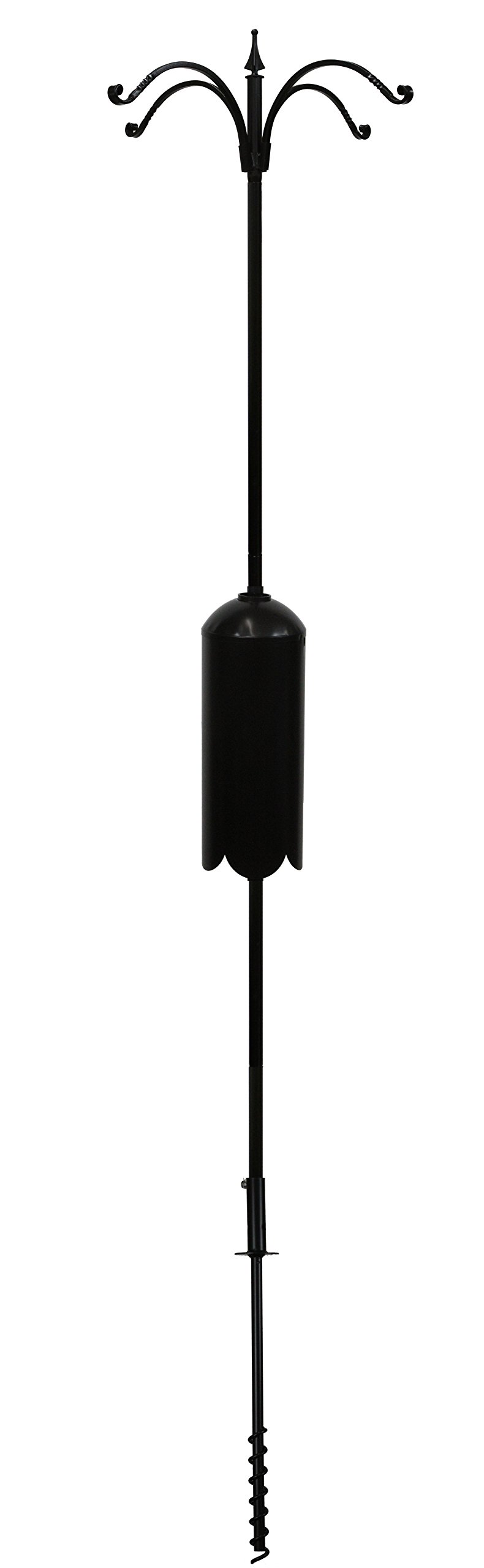Premium Kettle Moraine Bird Feeder Pole Set with Squirrel Baffle & Twister Ground Socket - 4 Arm Hanging System for Outdoor Bird Watching - Perfect for Backyard, Garden, and Patio Use