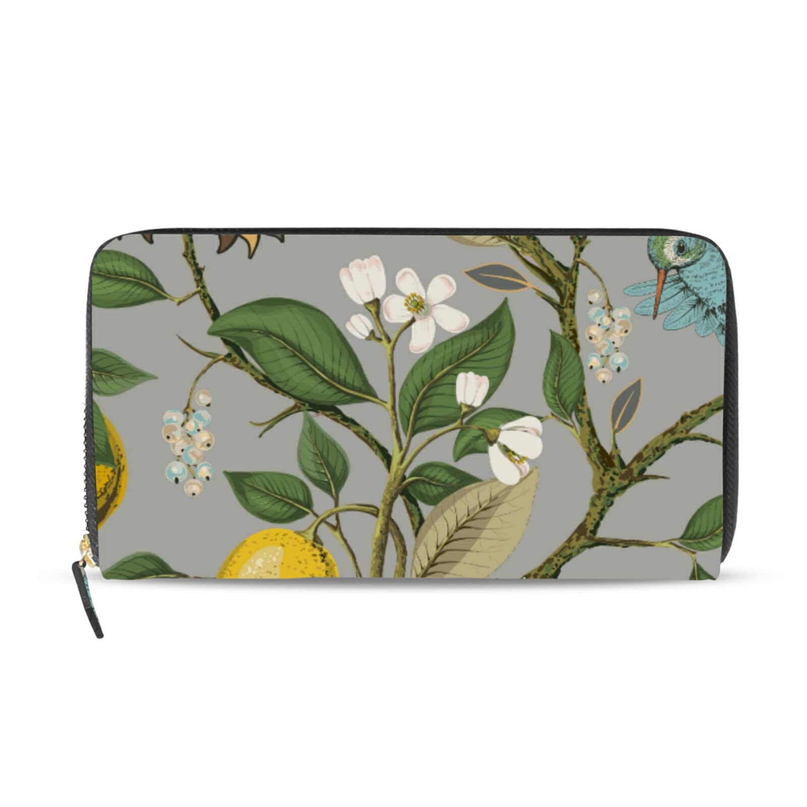 Vintage Lemon Hummingbird Wallets for Women - RFID Blocking Card Holder, Zipper Coin Purse & Phone Clutch with Wrist Strap | Perfect for Everyday Use, Travel & Gift Giving