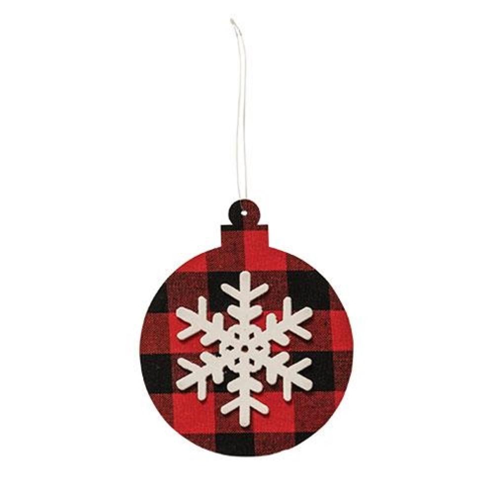 Red & Black Plaid Snowflake Christmas Ornament Ball - Festive Holiday Decor for Tree, Home, and Gifts
