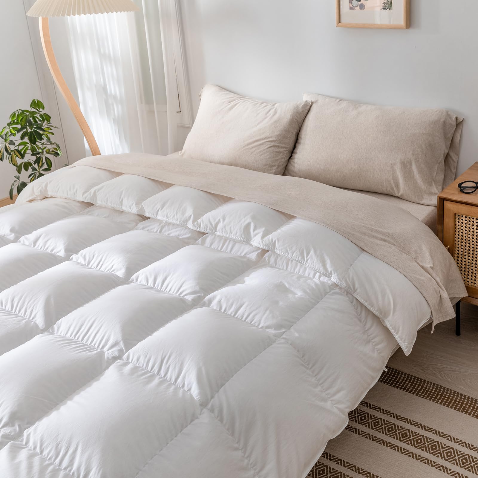 DONEUS Jersey Knit Sheet Set - 4-Piece Soft Breathable Queen Size Bed Sheets - T-Shirt Cotton Bedding with Deep Pockets & Pillowcases (Beige, Queen) - Perfect for Cozy Nights & Guest Rooms
