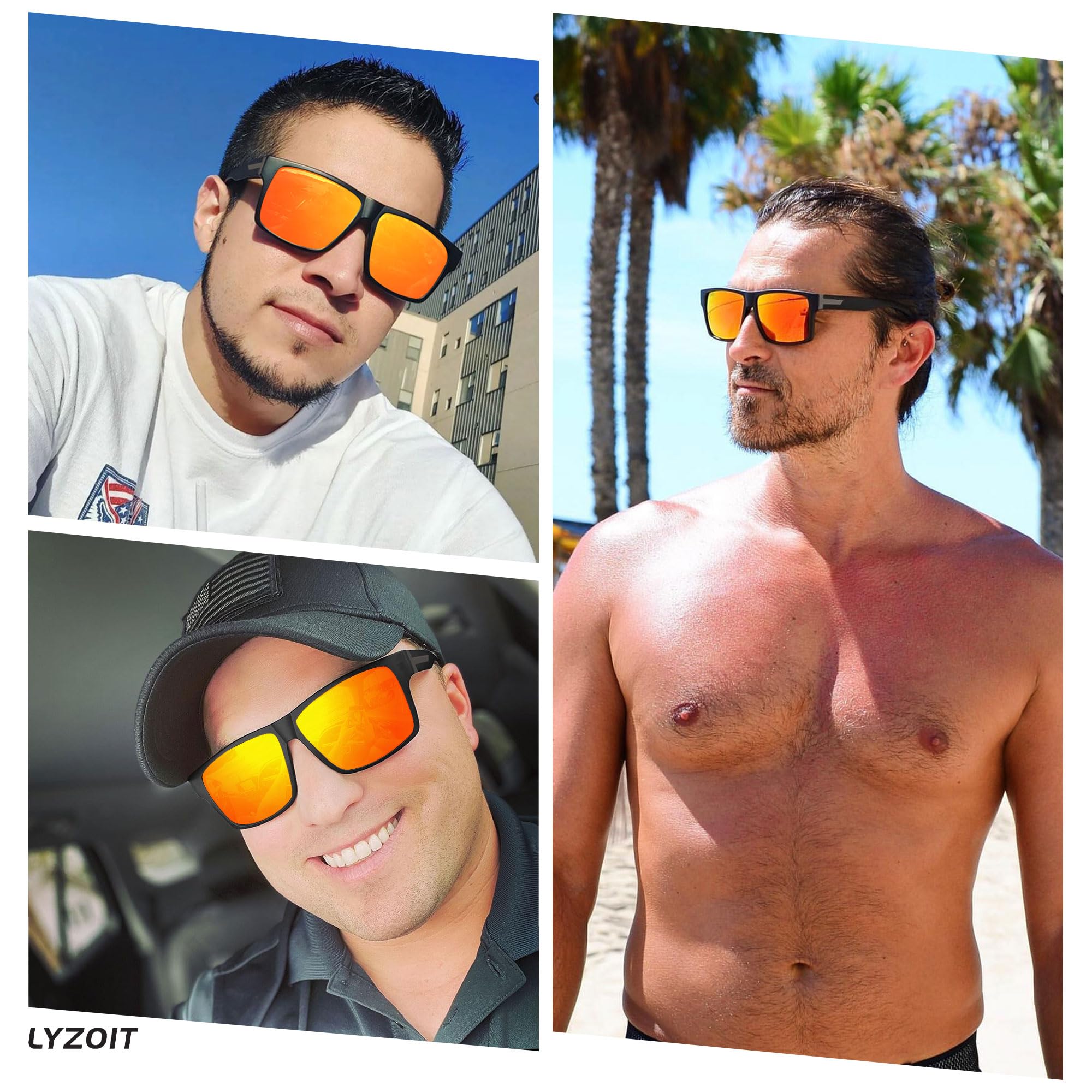 LYZOIT Square Polarized Sunglasses for Men & Women - UV Protection, Oversized Rectangle Shades for Driving, Beach & Outdoor Activities