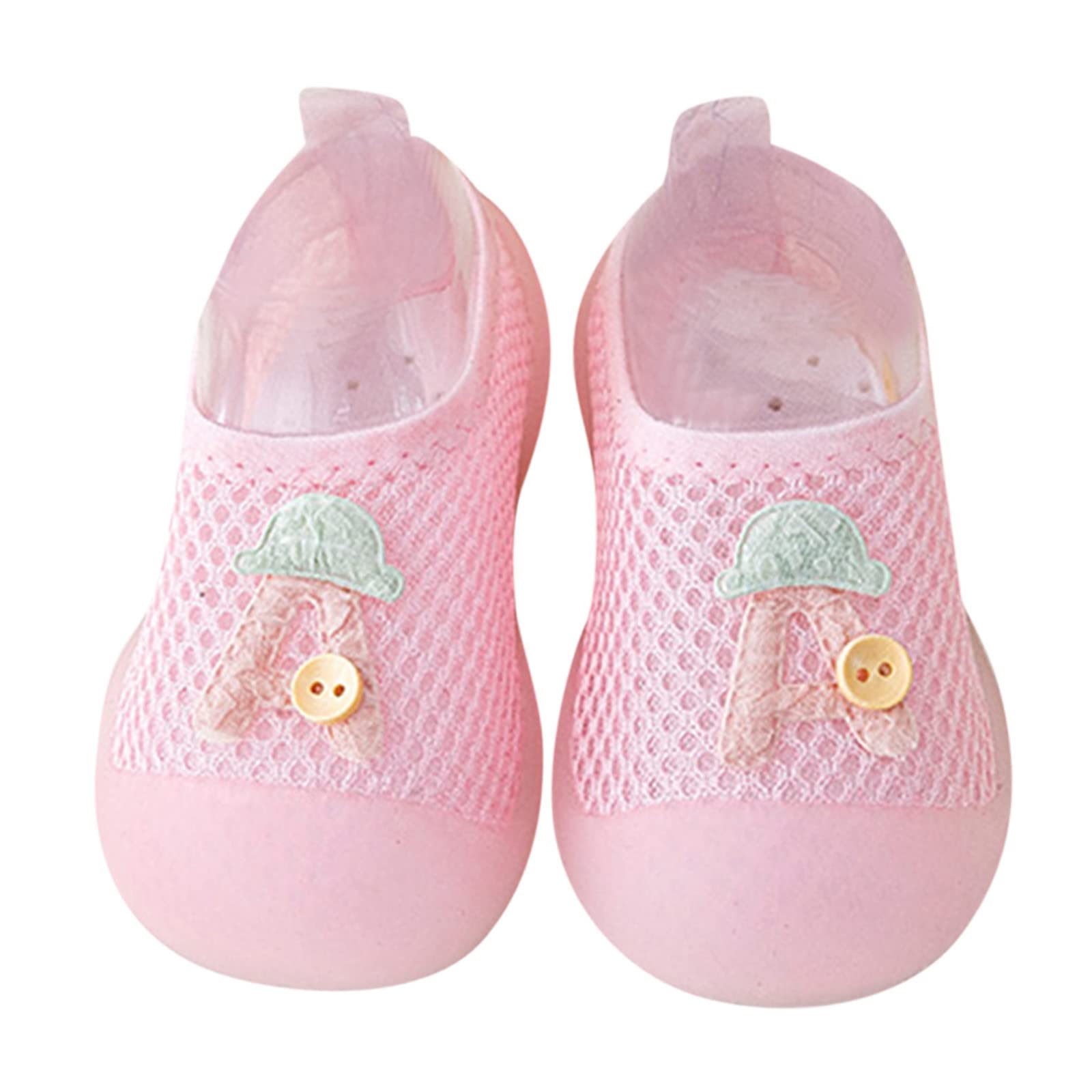 **Non-Slip Baby Toddler Shoes – Breathable Mesh Animal Print Cartoon Socks for Boys & Girls (12-18 Months, Pink) – Soft Prewalker Shoes for Indoor Play & First Steps**